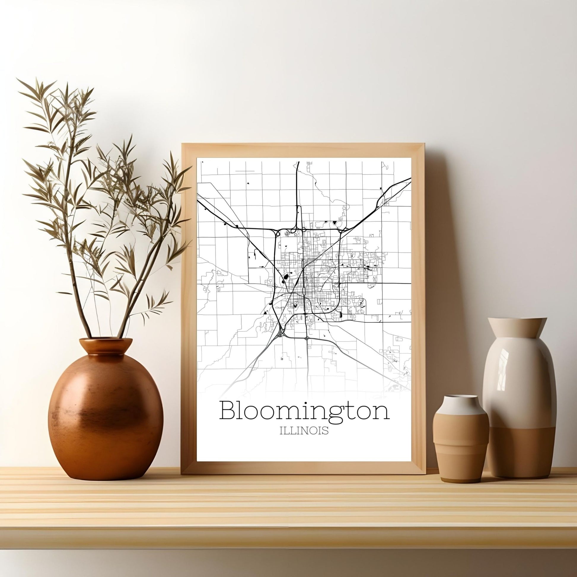 Bloomington Illinois City Map Poster - GroovyGrove