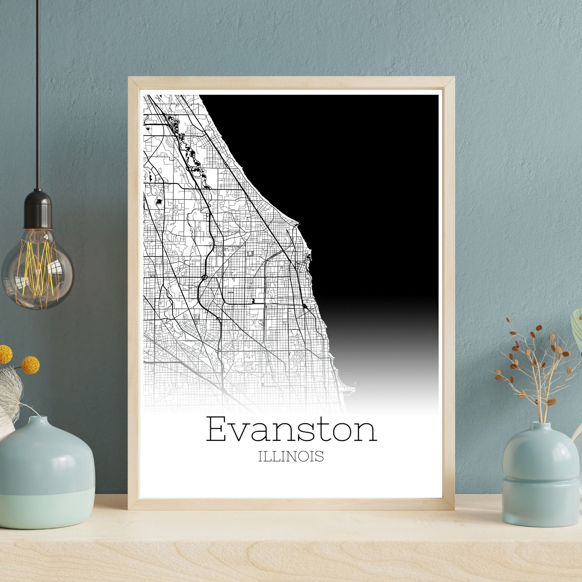 Evanston Illinois City Map Poster - GroovyGrove