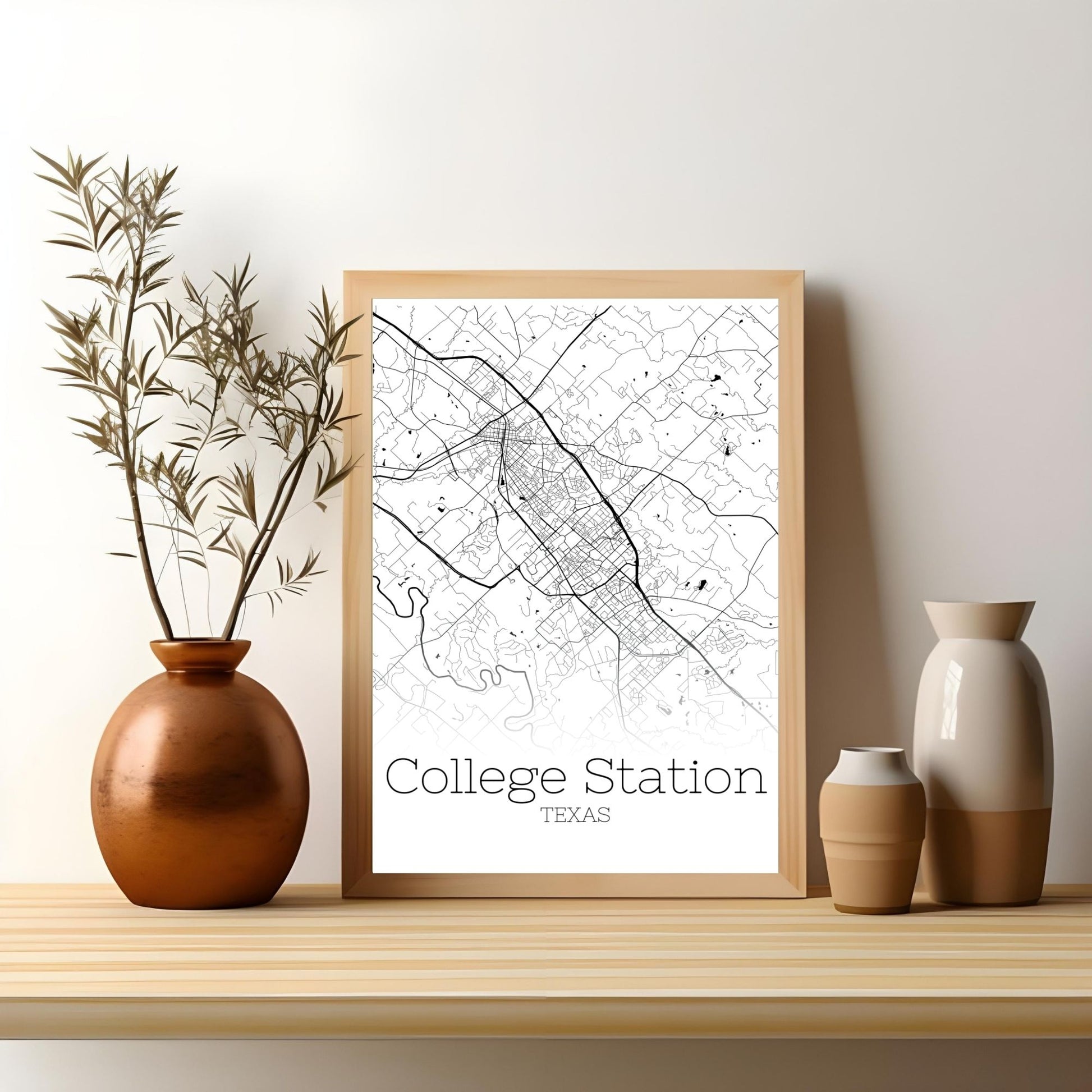 College Station Texas City Map Poster - GroovyGrove