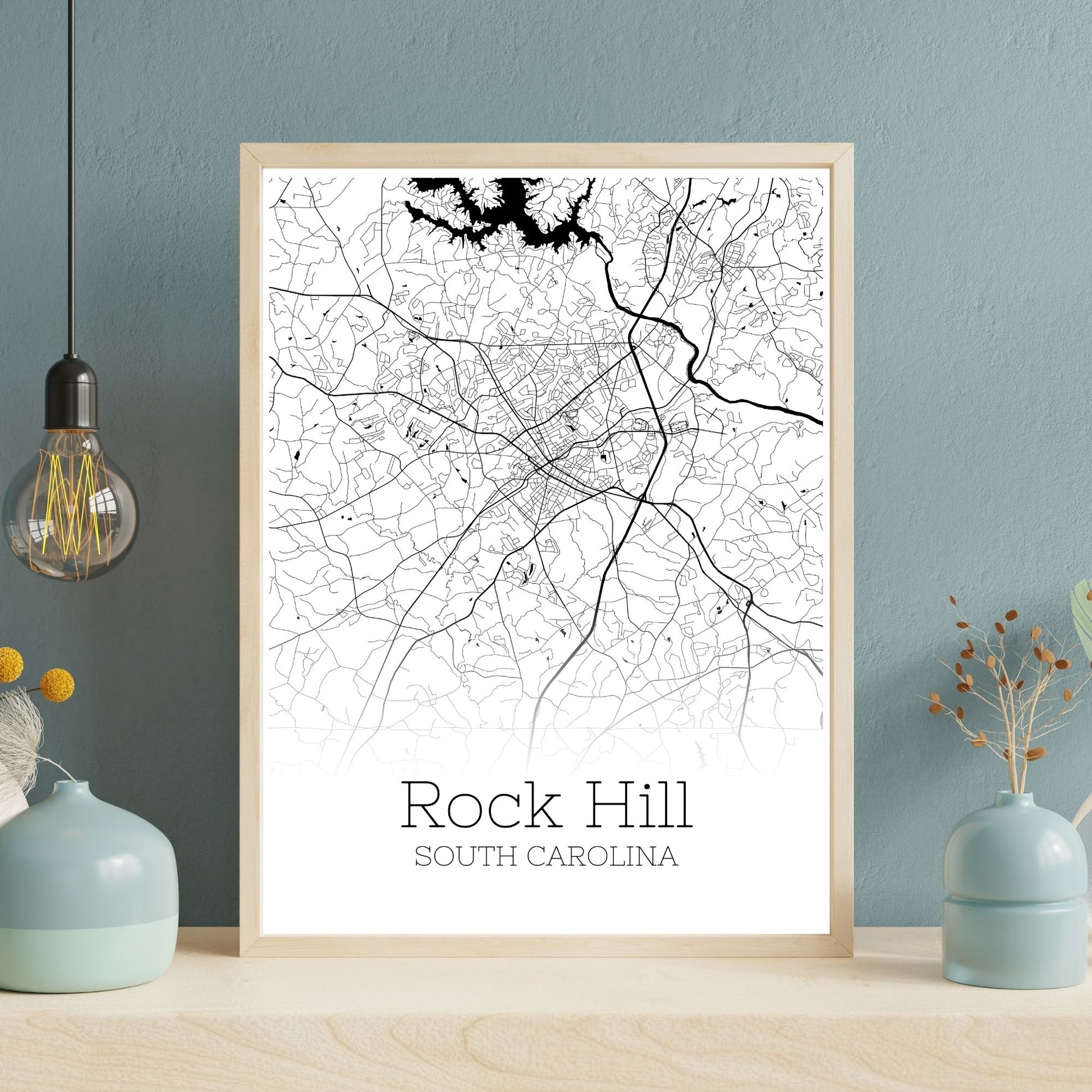 Rock Hill South Carolina City Map Poster - GroovyGrove