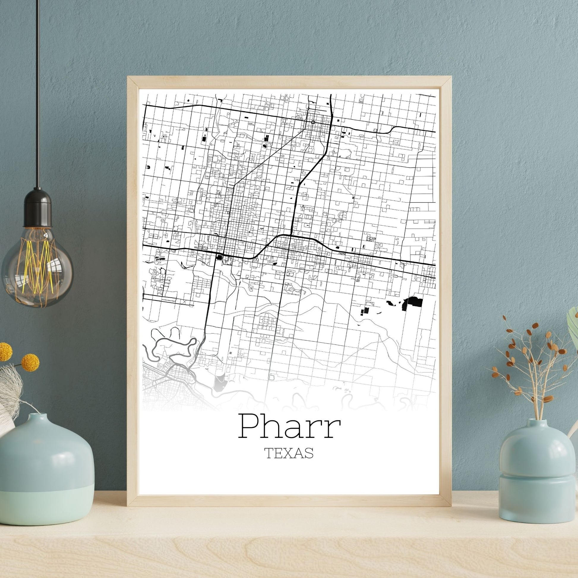 Pharr Texas City Map Poster - GroovyGrove