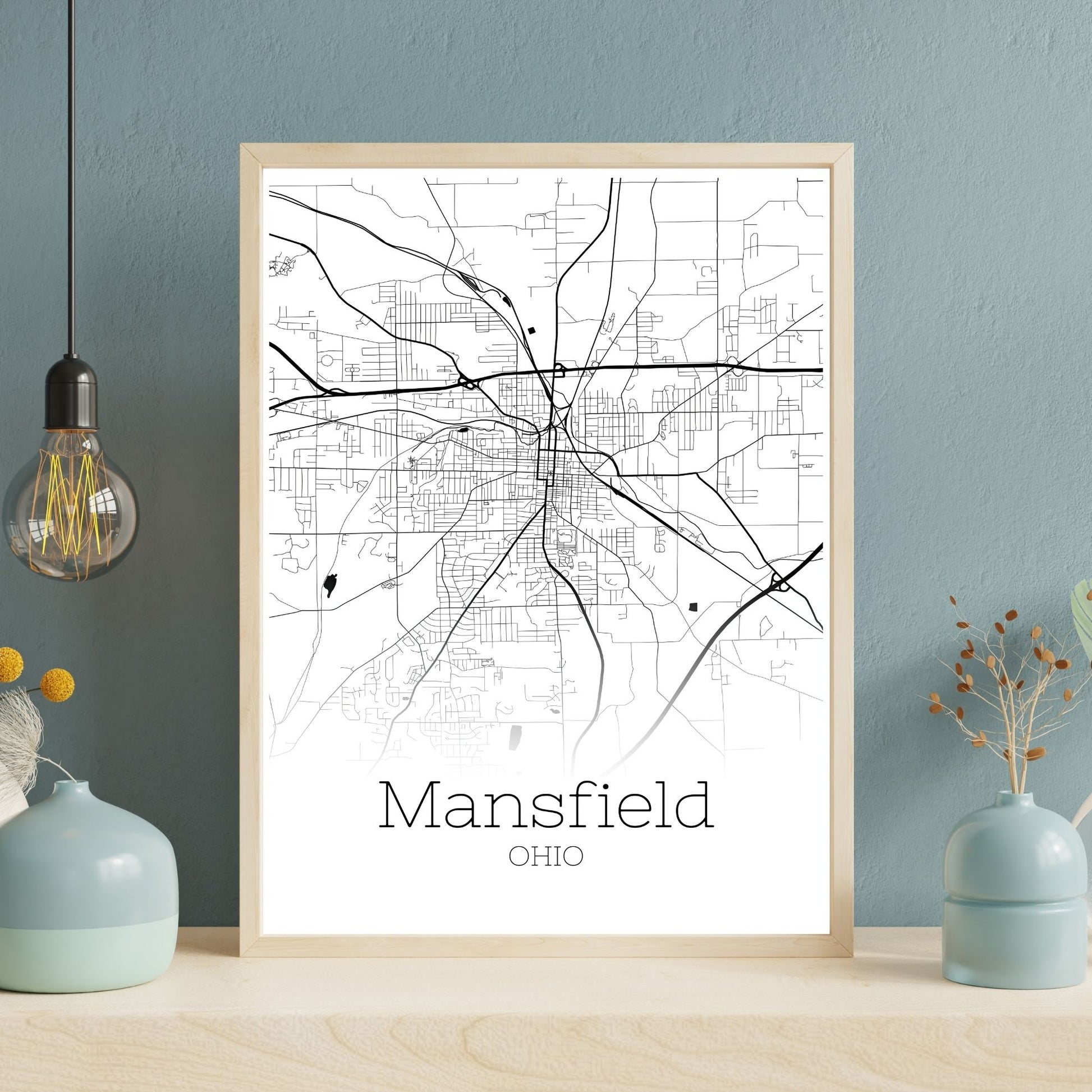 Mansfield Ohio City Map Poster - GroovyGrove