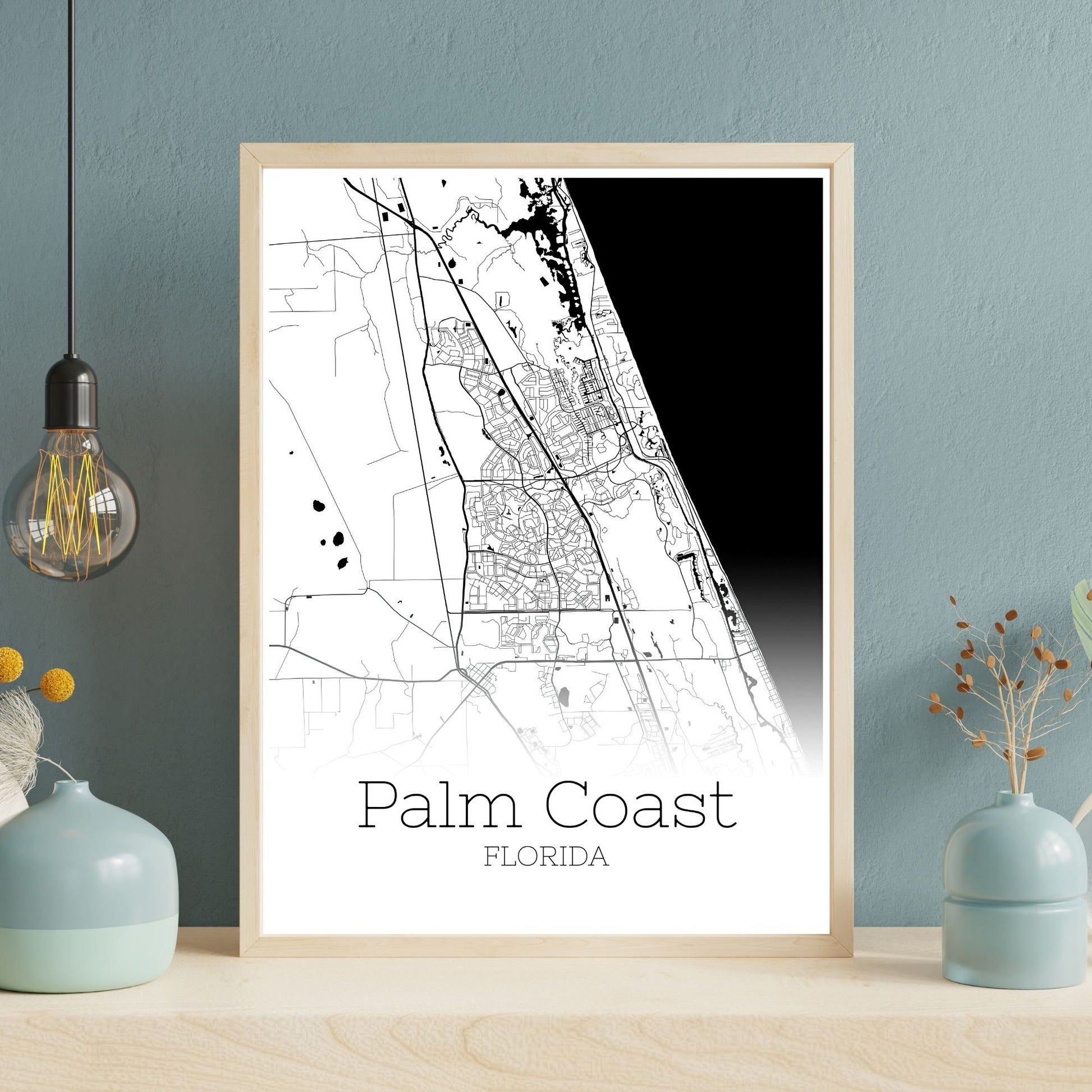 Palm Coast Florida City Map Poster - GroovyGrove