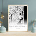 North Miami Beach Florida City Map Poster - GroovyGrove