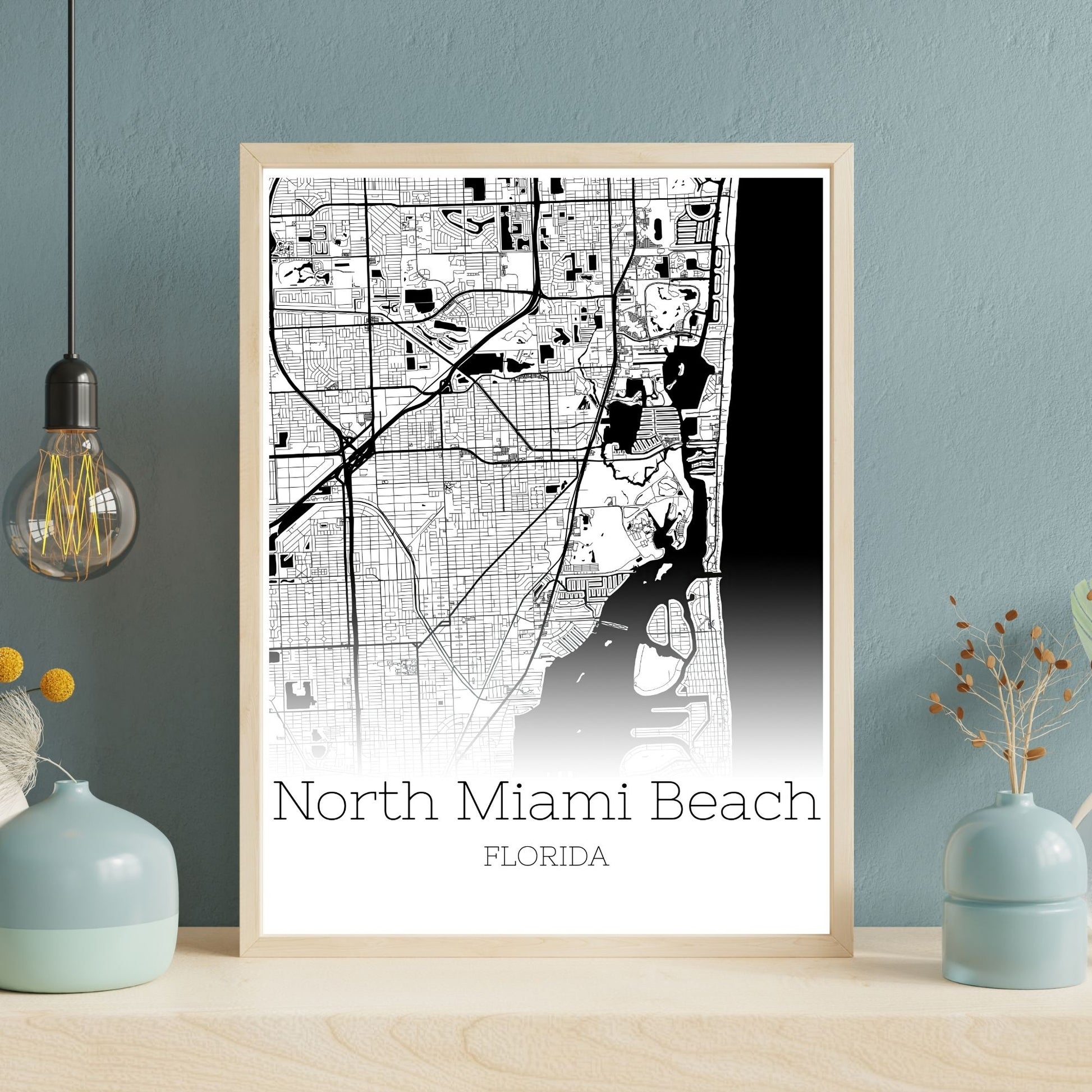 North Miami Beach Florida City Map Poster - GroovyGrove