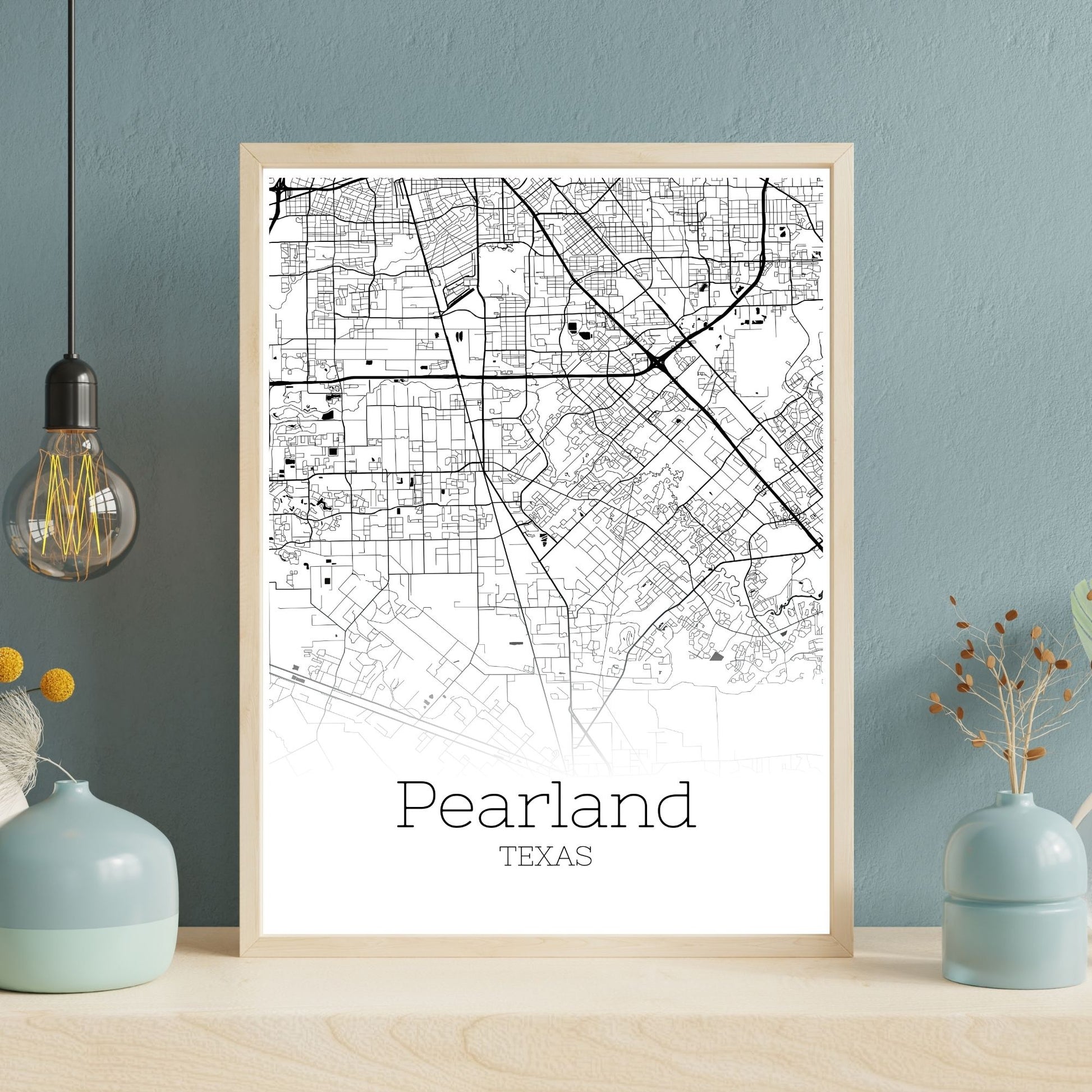 Pearland Texas City Map Poster - GroovyGrove