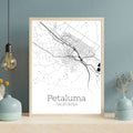 Petaluma California City Map Poster - GroovyGrove