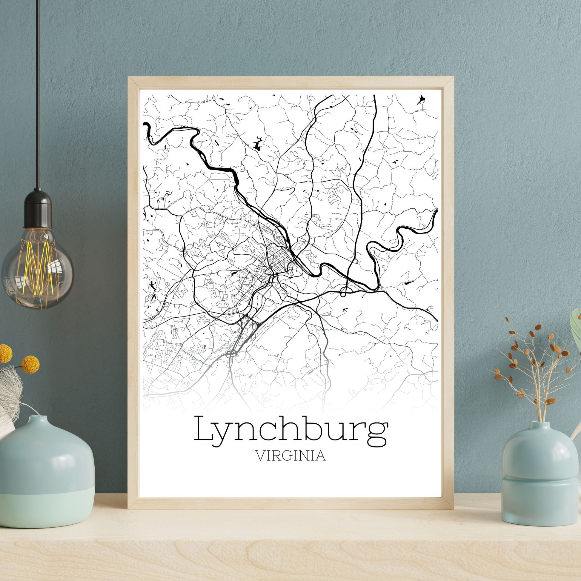 Lynchburg Virginia City Map Poster - GroovyGrove