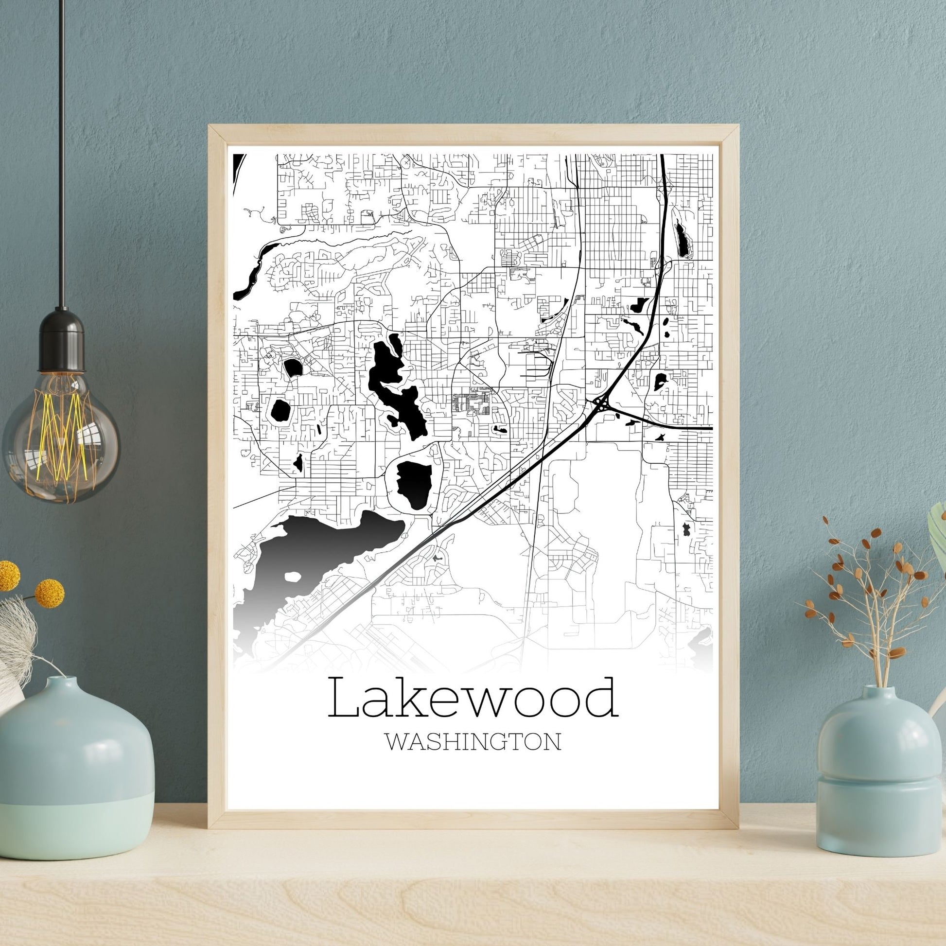 Lakewood Washington City Map Poster - GroovyGrove