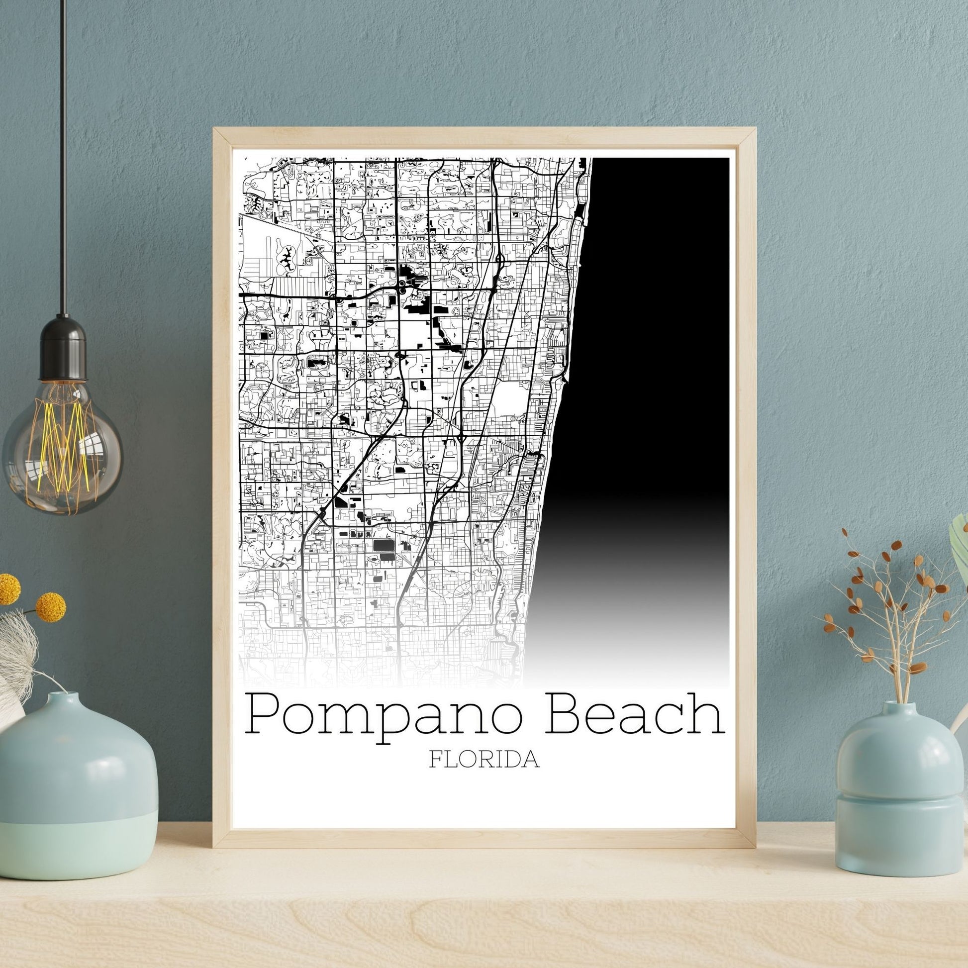 Pompano Beach Florida City Map Poster - GroovyGrove