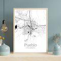 Pueblo Colorado City Map Poster - GroovyGrove