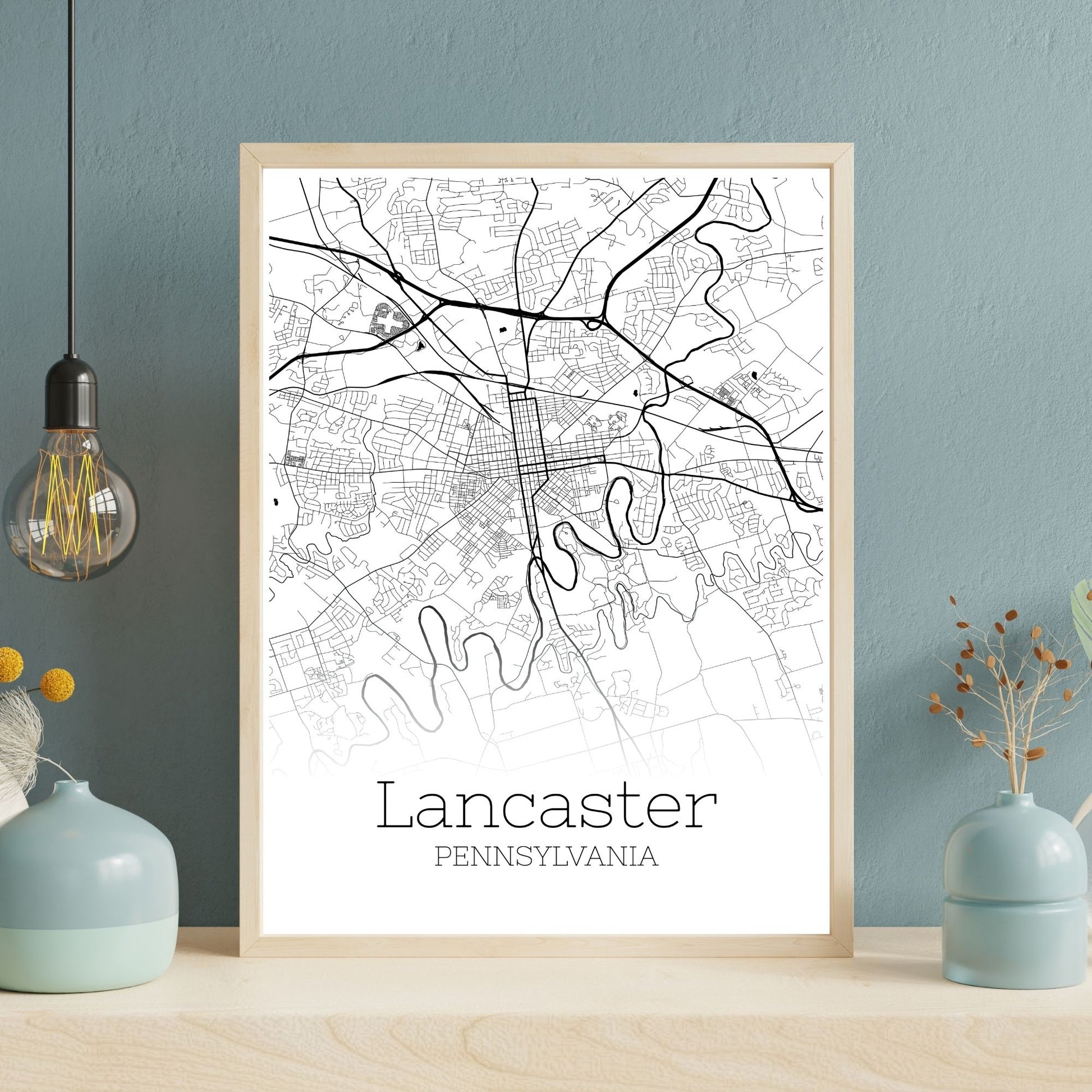 Lancaster Pennsylvania City Map Poster - GroovyGrove