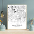 Westland Michigan City Map Poster - GroovyGrove