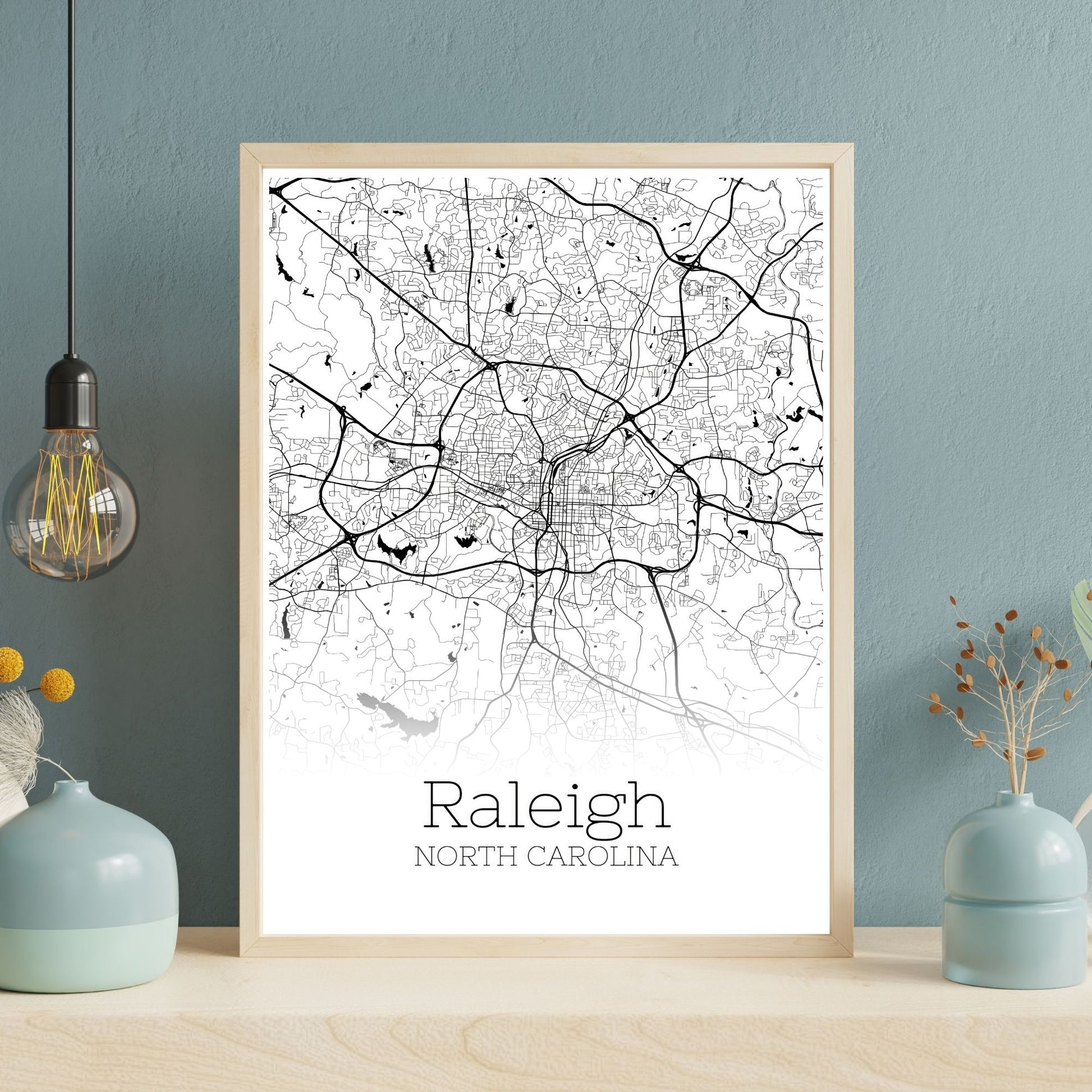 Raleigh North Carolina City Map Poster - GroovyGrove