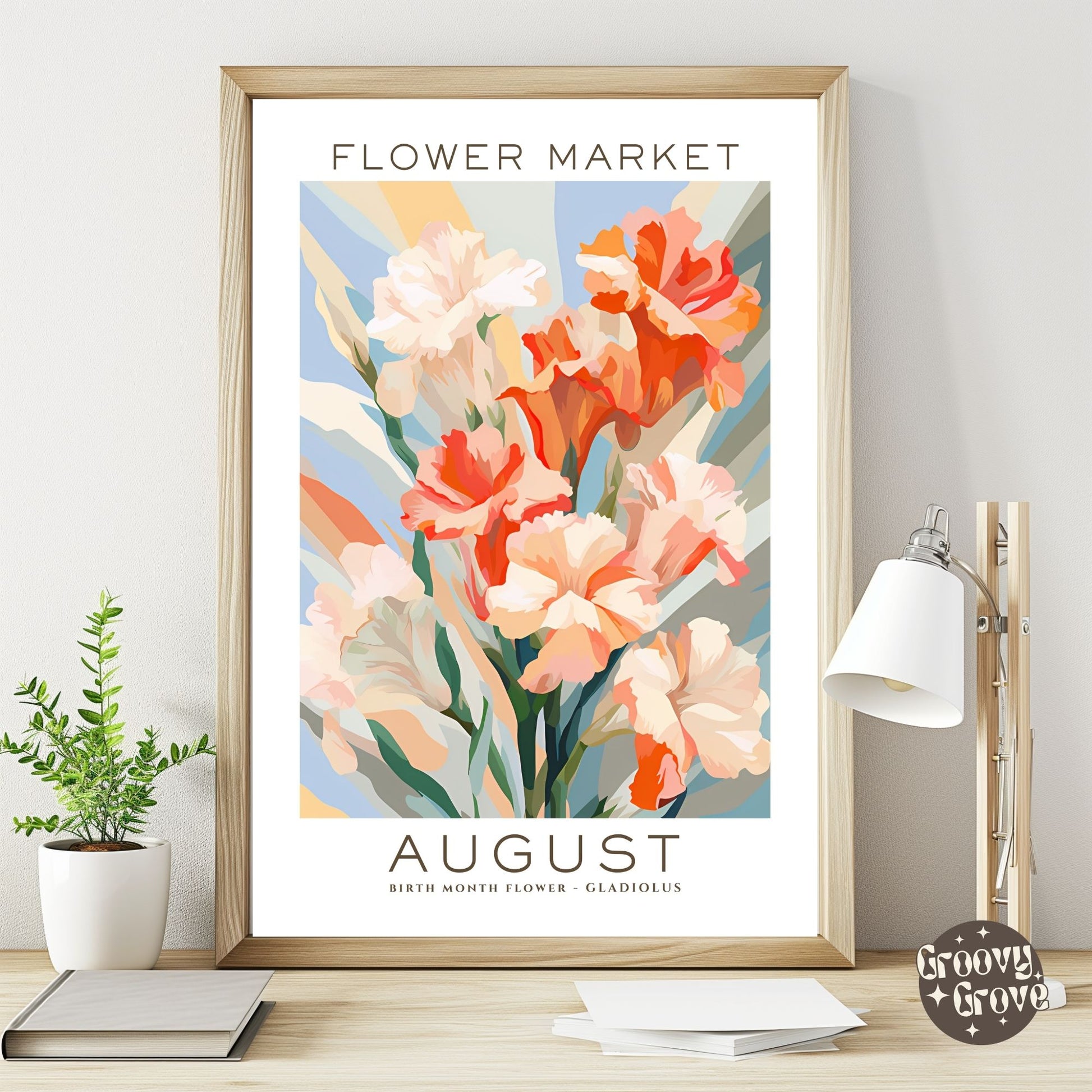 August Birthday Flower Market Poster - GroovyGrove