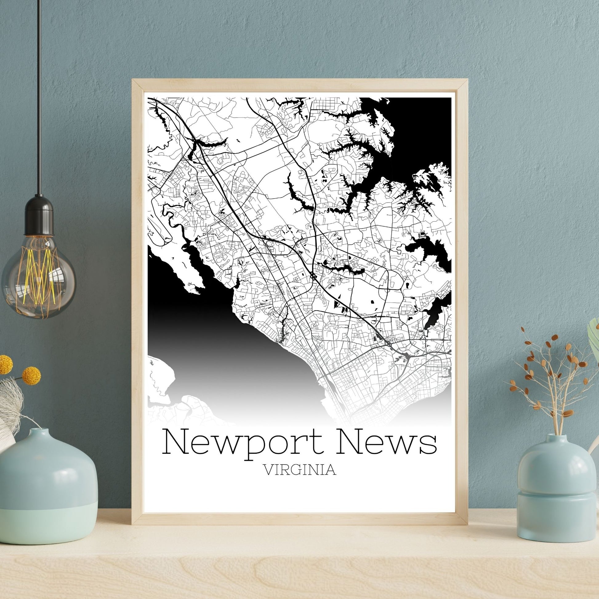 Newport News Virginia City Map Poster - GroovyGrove