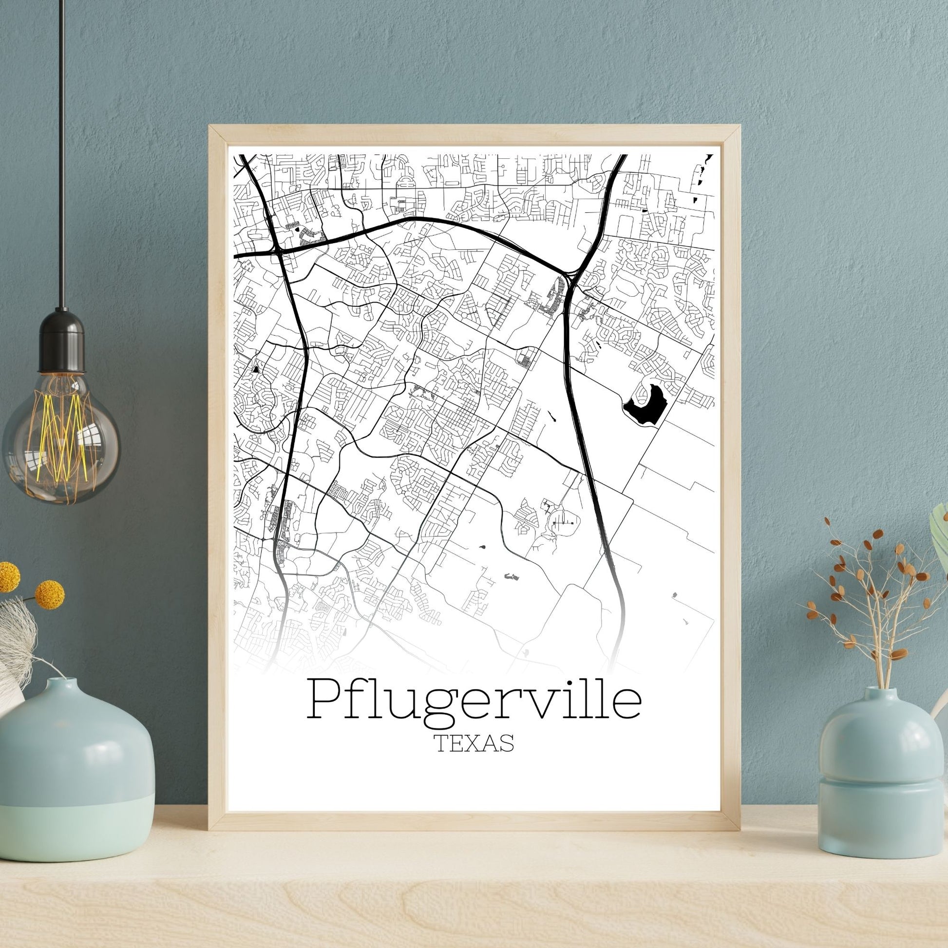 Pflugerville Texas City Map Poster - GroovyGrove