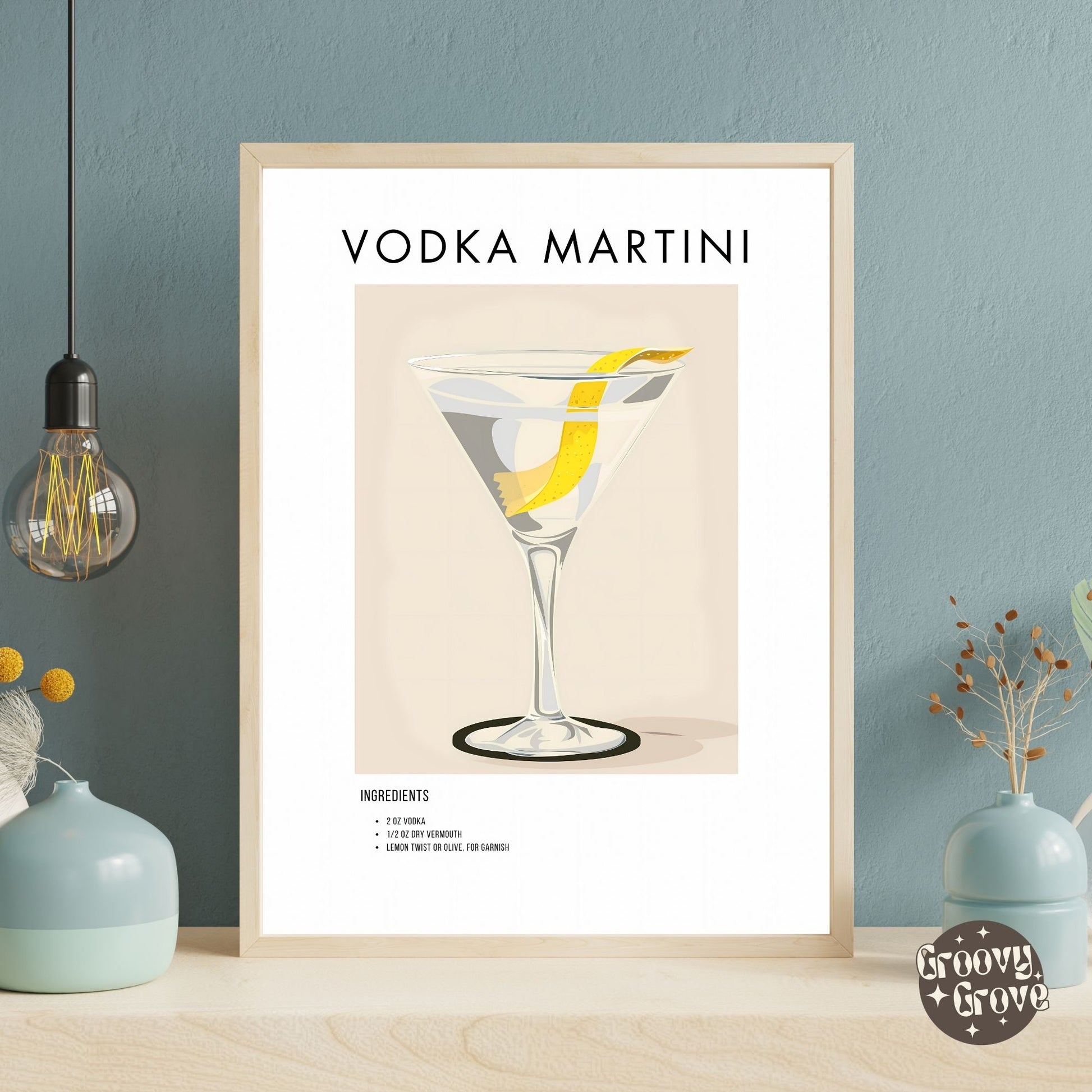 Vodka Martini Retro Cocktail Poster - GroovyGrove