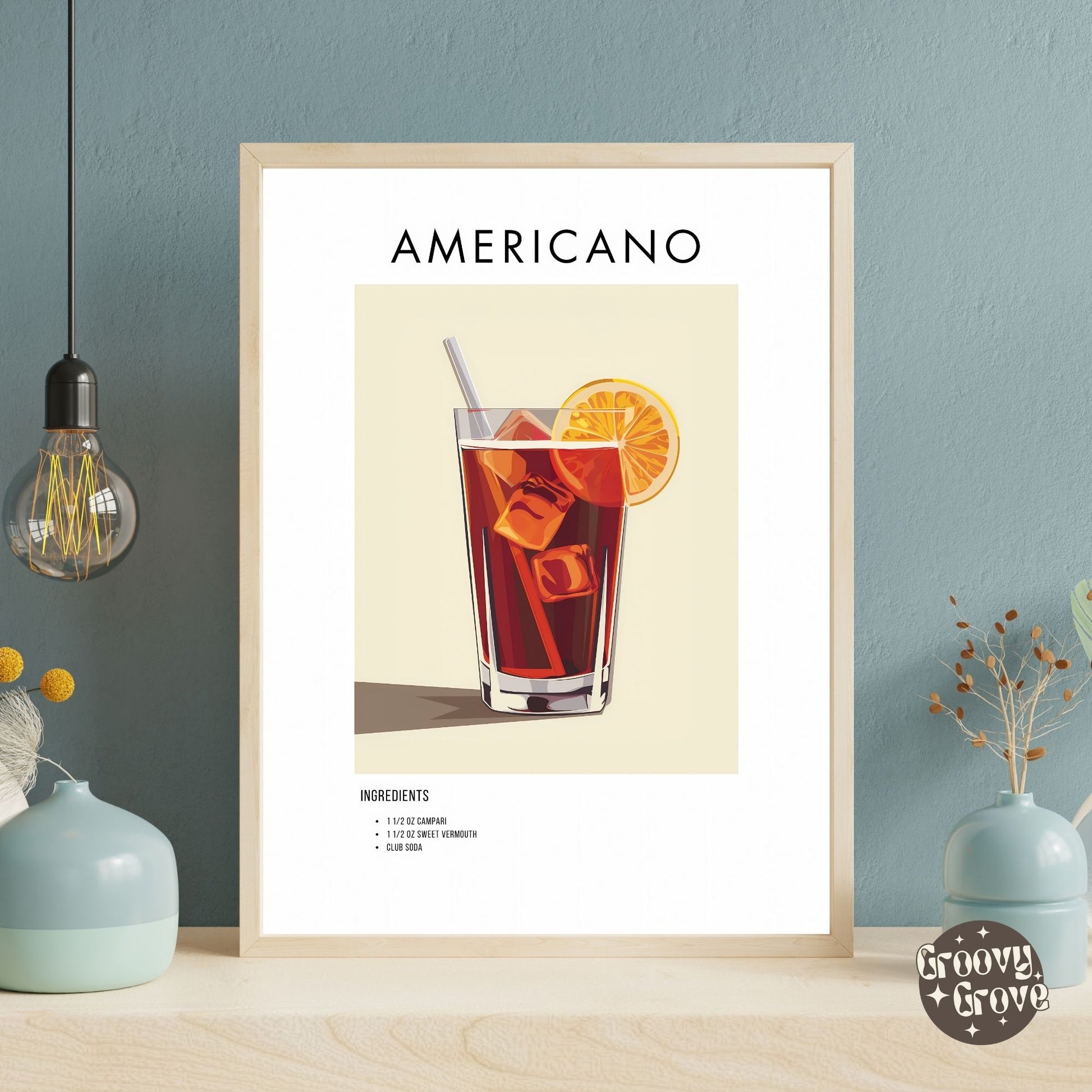 Americano Retro Cocktail Poster - GroovyGrove