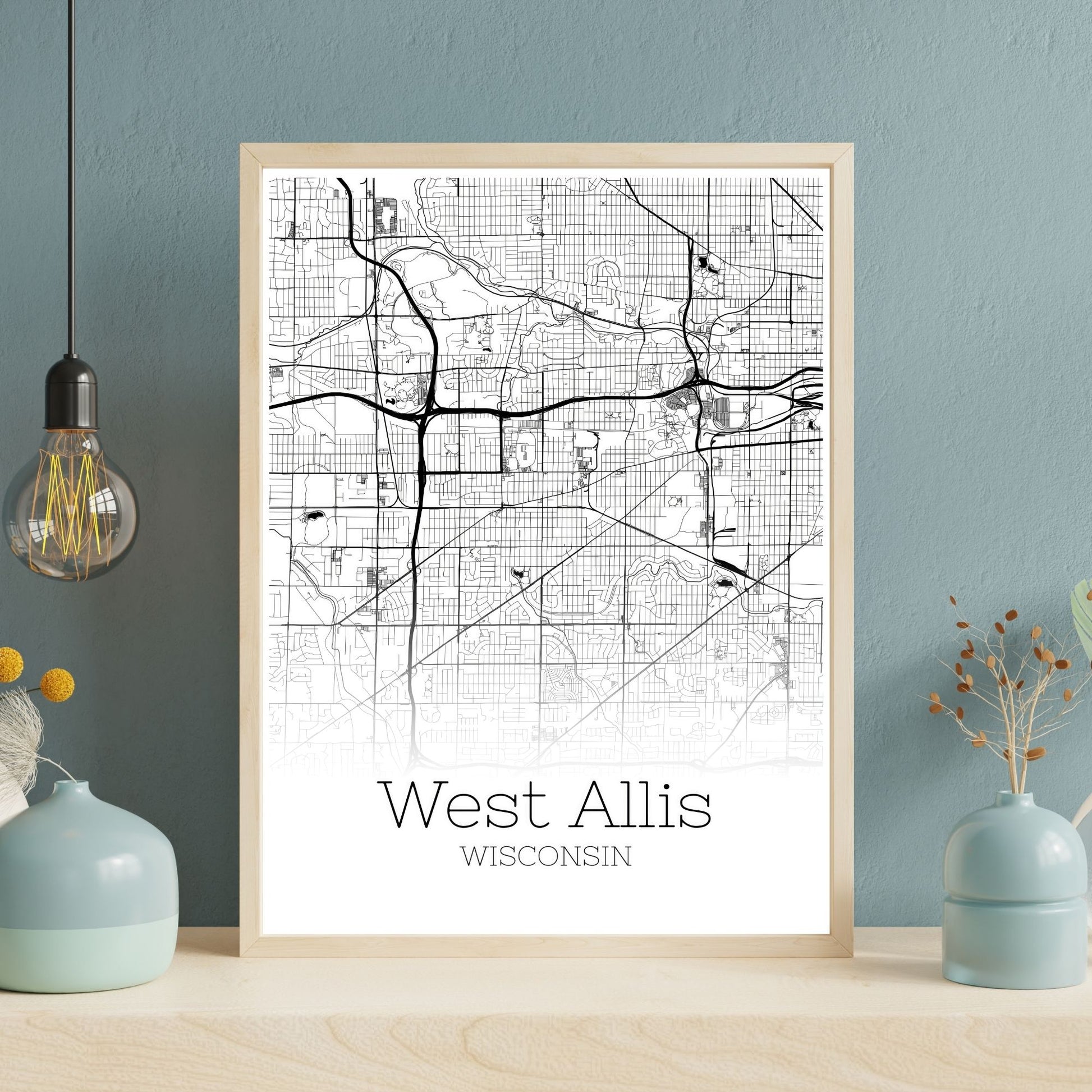 West Allis Wisconsin City Map Poster - GroovyGrove