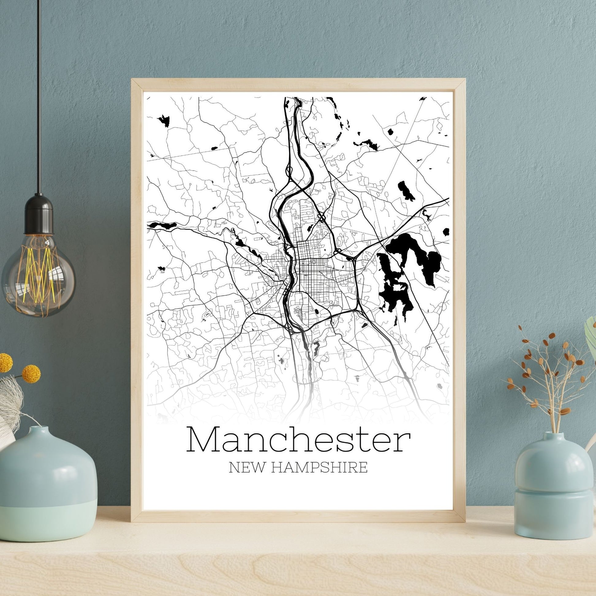 Manchester New Hampshire City Map Poster - GroovyGrove