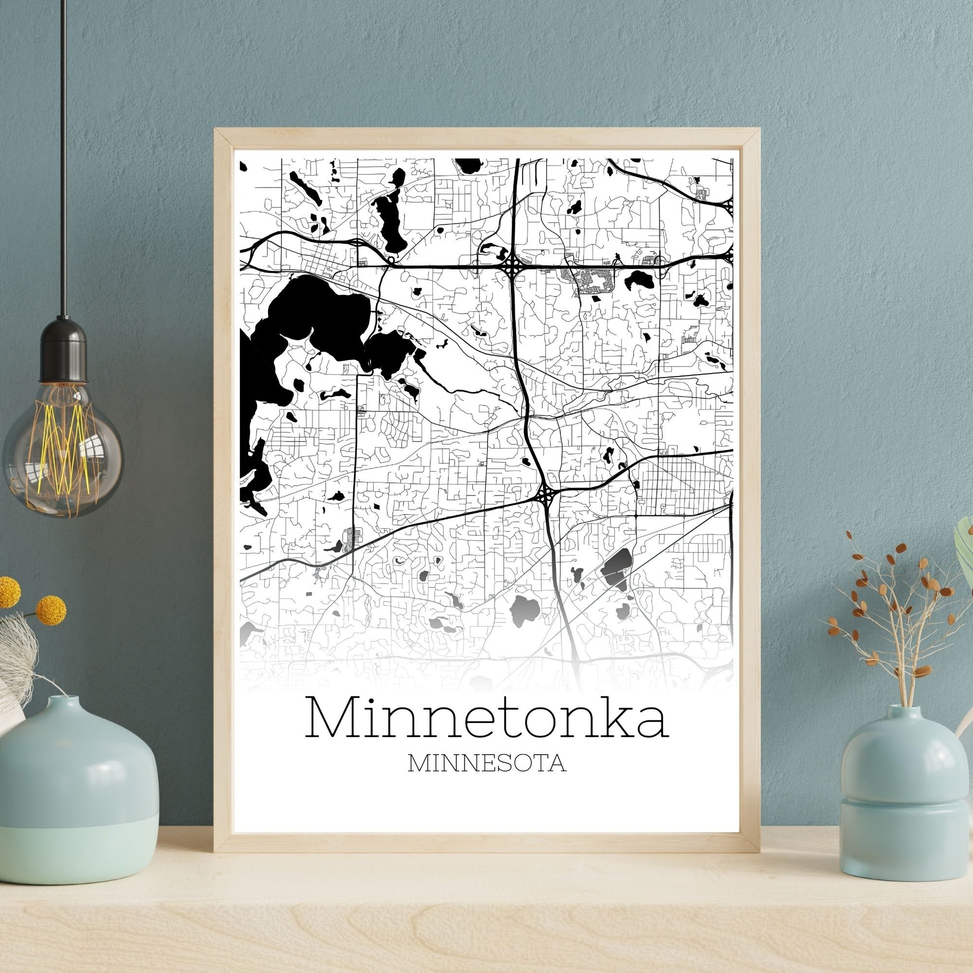 Minnetonka Minnesota City Map Poster - GroovyGrove