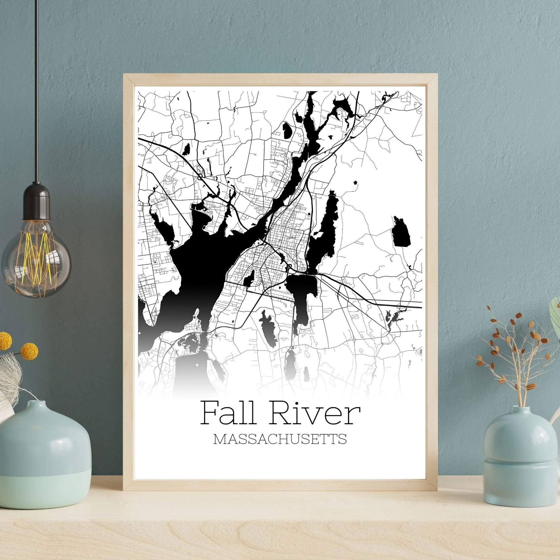 Fall River Massachusetts City Map Poster - GroovyGrove