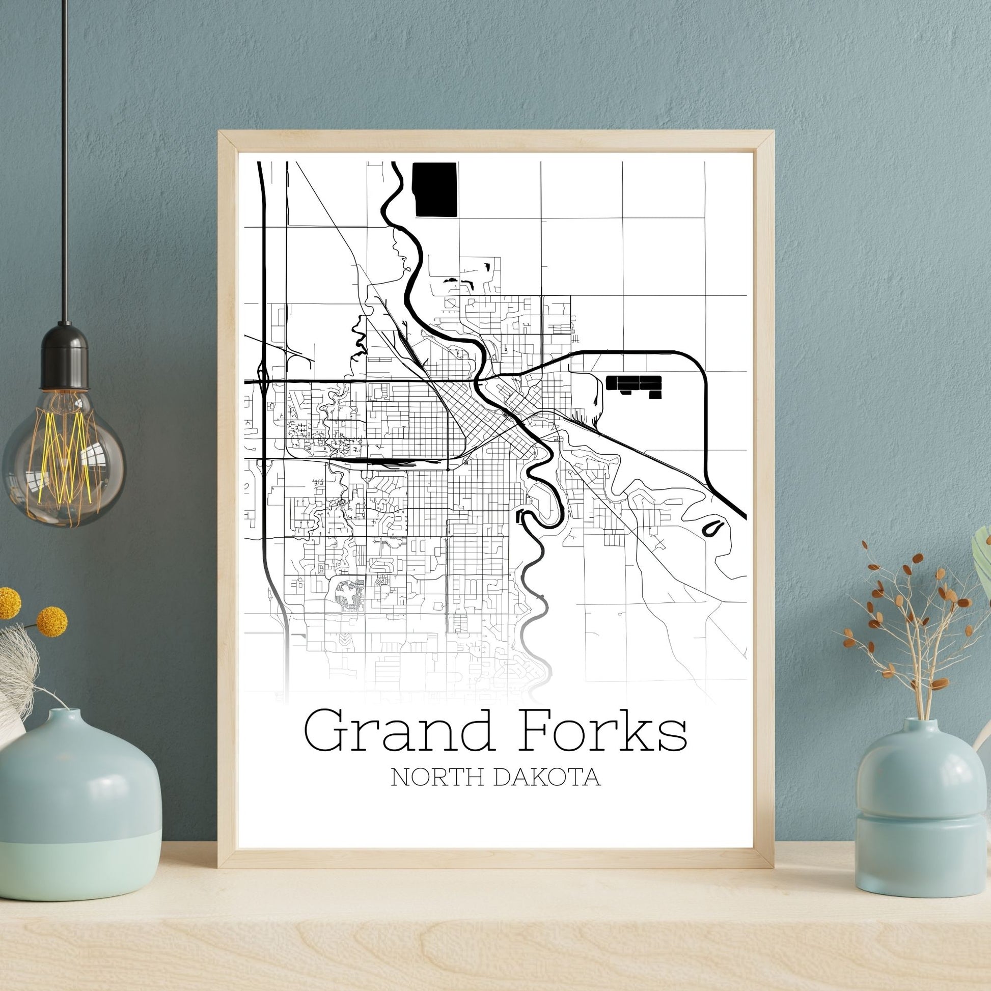 Grand Forks North Dakota City Map Poster - GroovyGrove