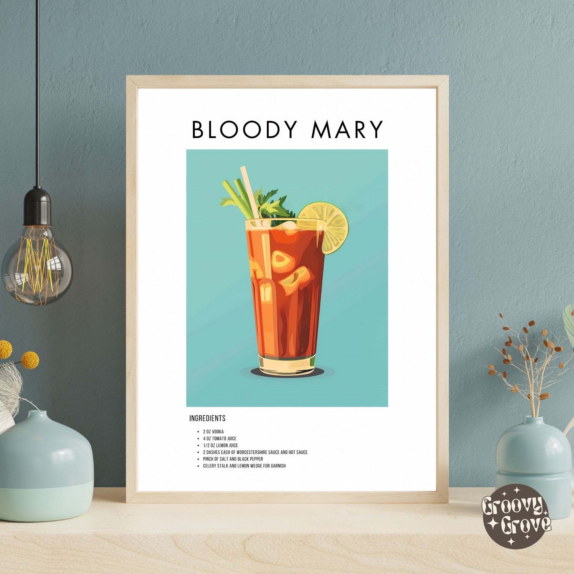 Bloody Mary Retro Cocktail Poster - GroovyGrove