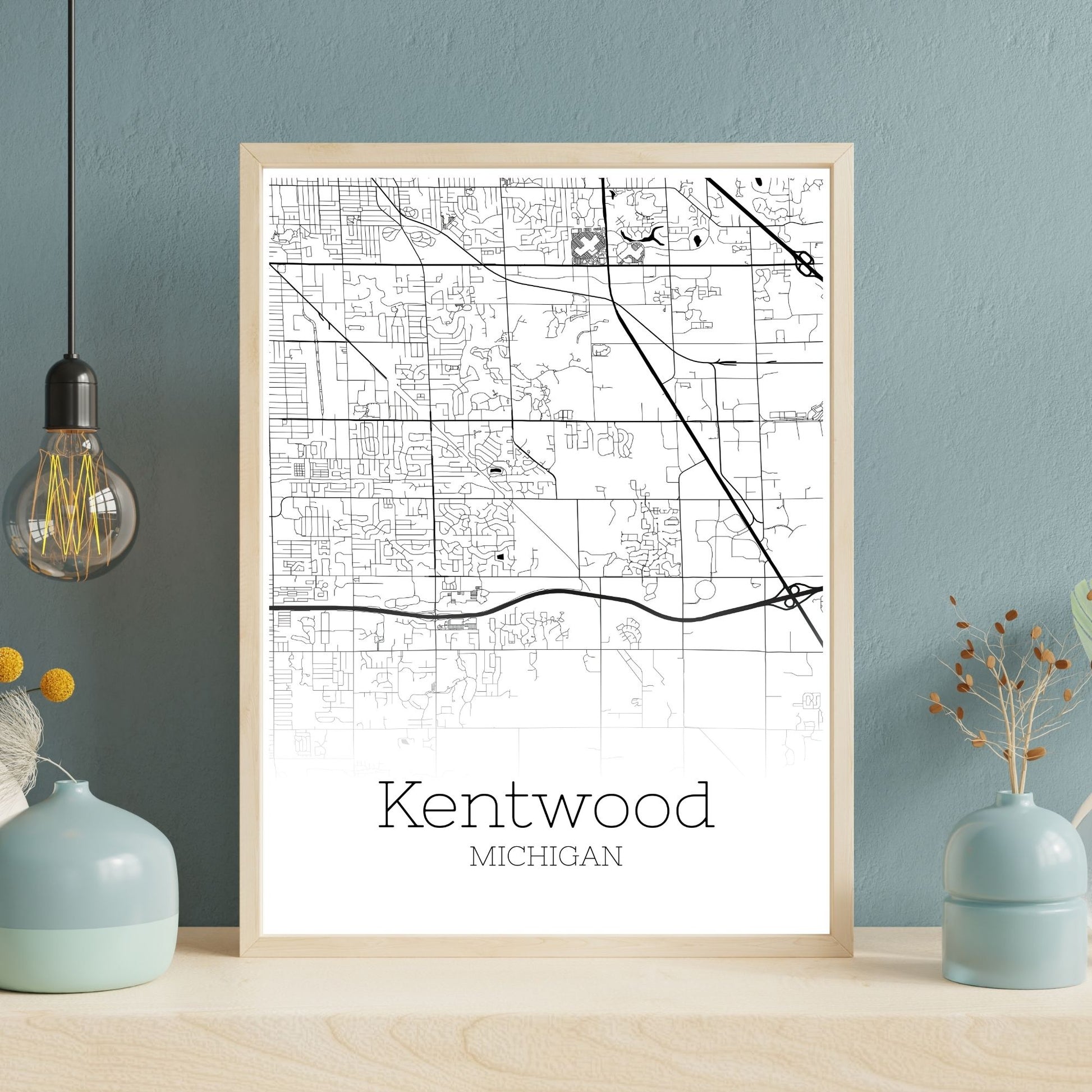 Kentwood Michigan City Map Poster - GroovyGrove