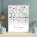 Livonia Michigan City Map Poster - GroovyGrove