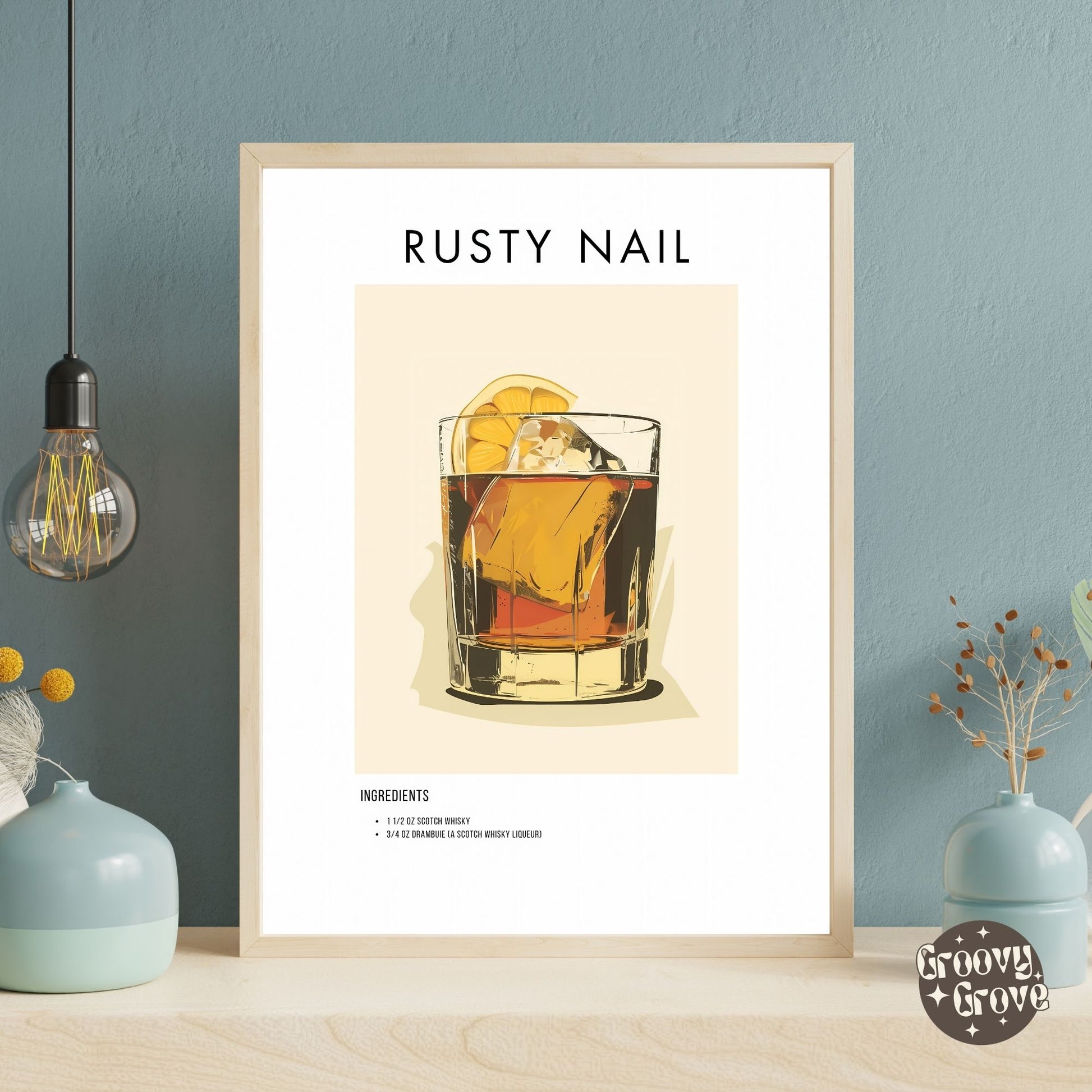 Rusty Nail Retro Cocktail Poster - GroovyGrove