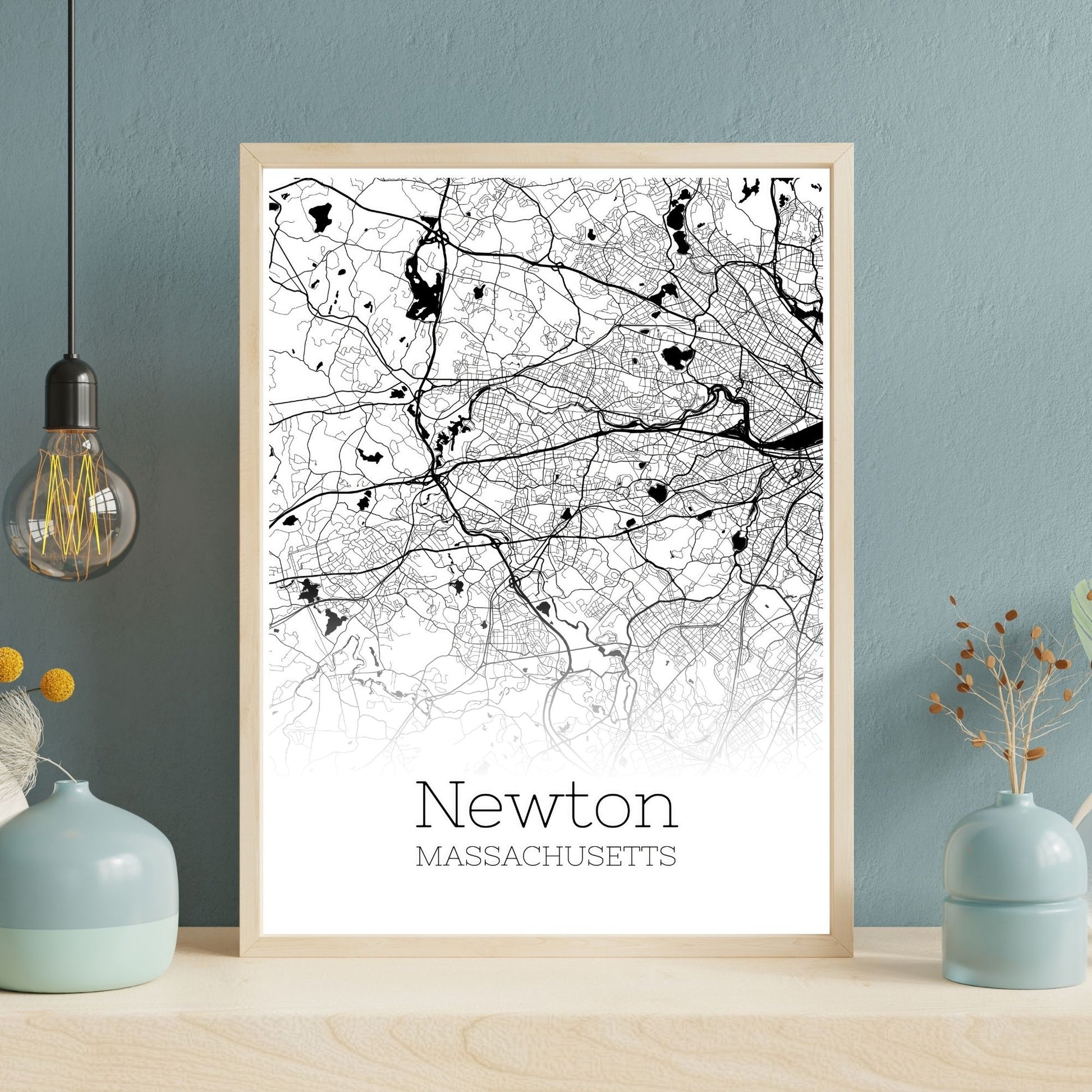 Newton Massachusetts City Map Poster - GroovyGrove