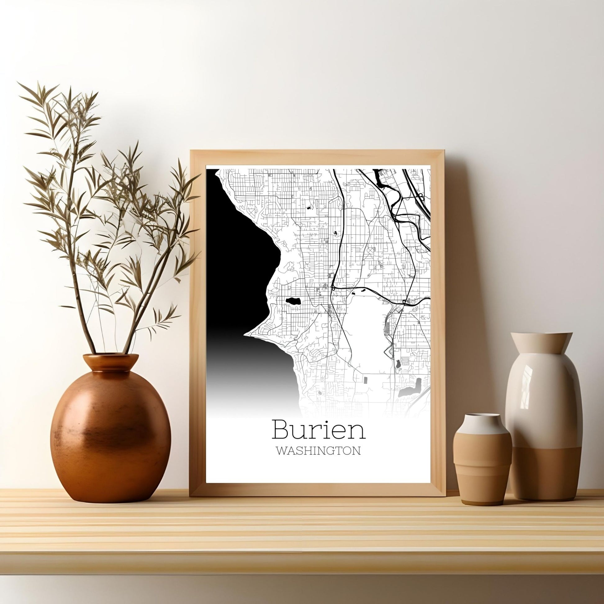 Burien Washington City Map Poster - GroovyGrove