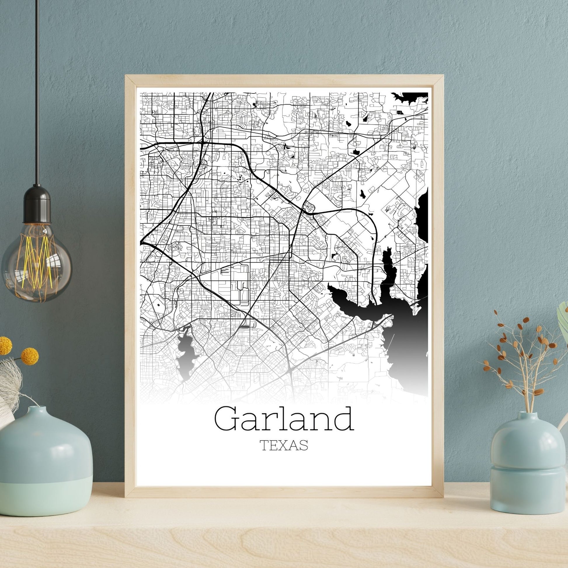 Garland Texas City Map Poster - GroovyGrove