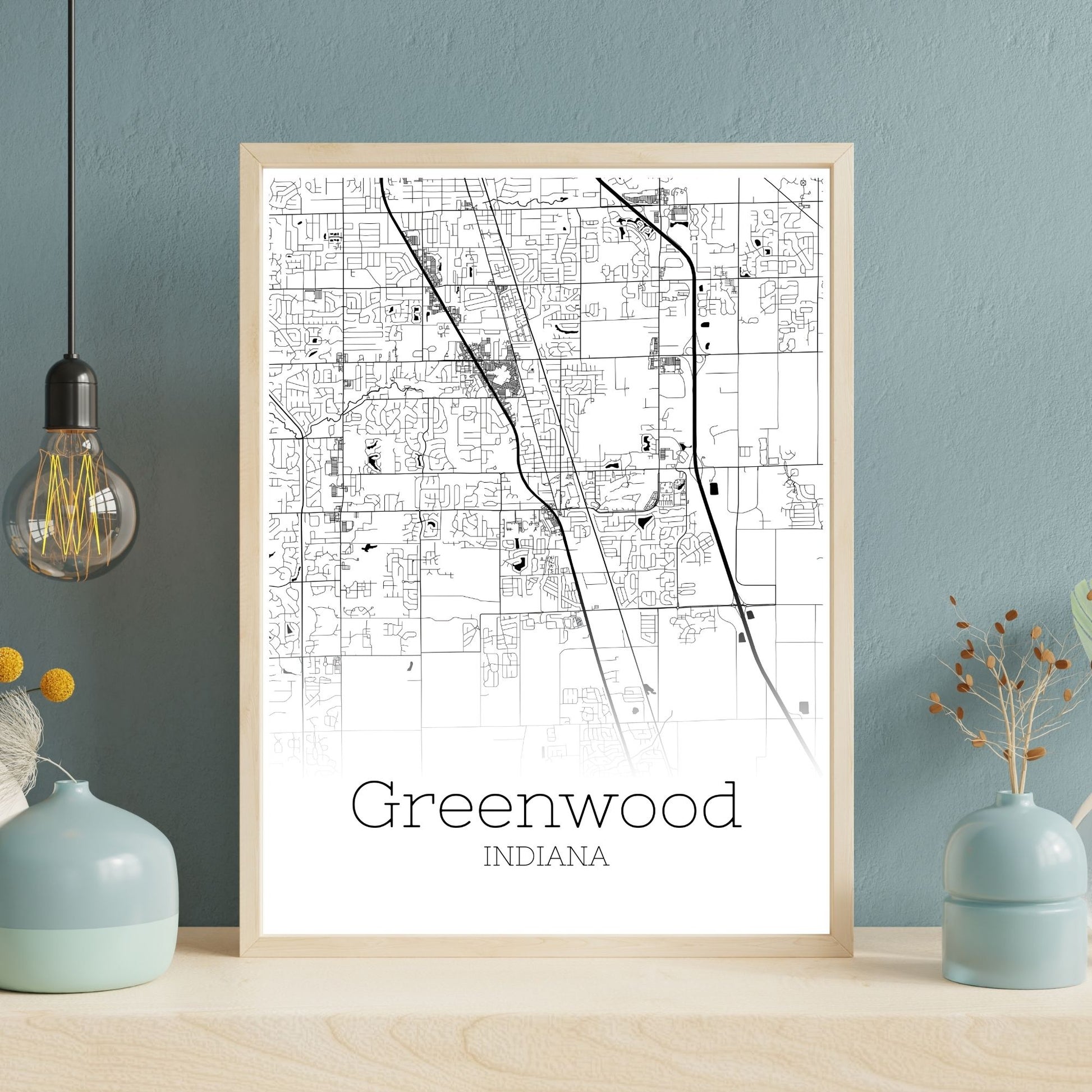 Greenwood Indiana City Map Poster - GroovyGrove