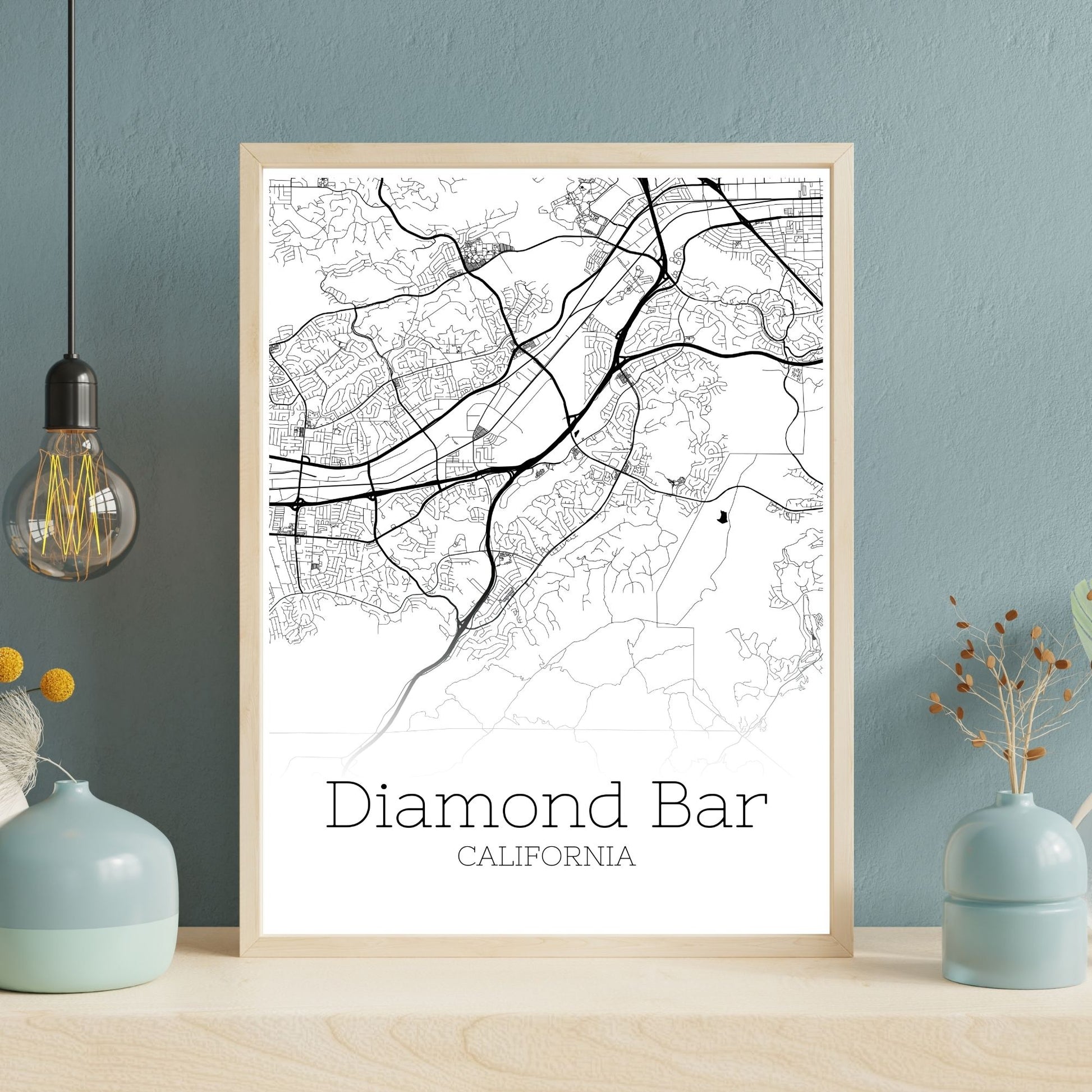 Diamond Bar California City Map Poster - GroovyGrove