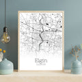 Elgin Illinois City Map Poster - GroovyGrove