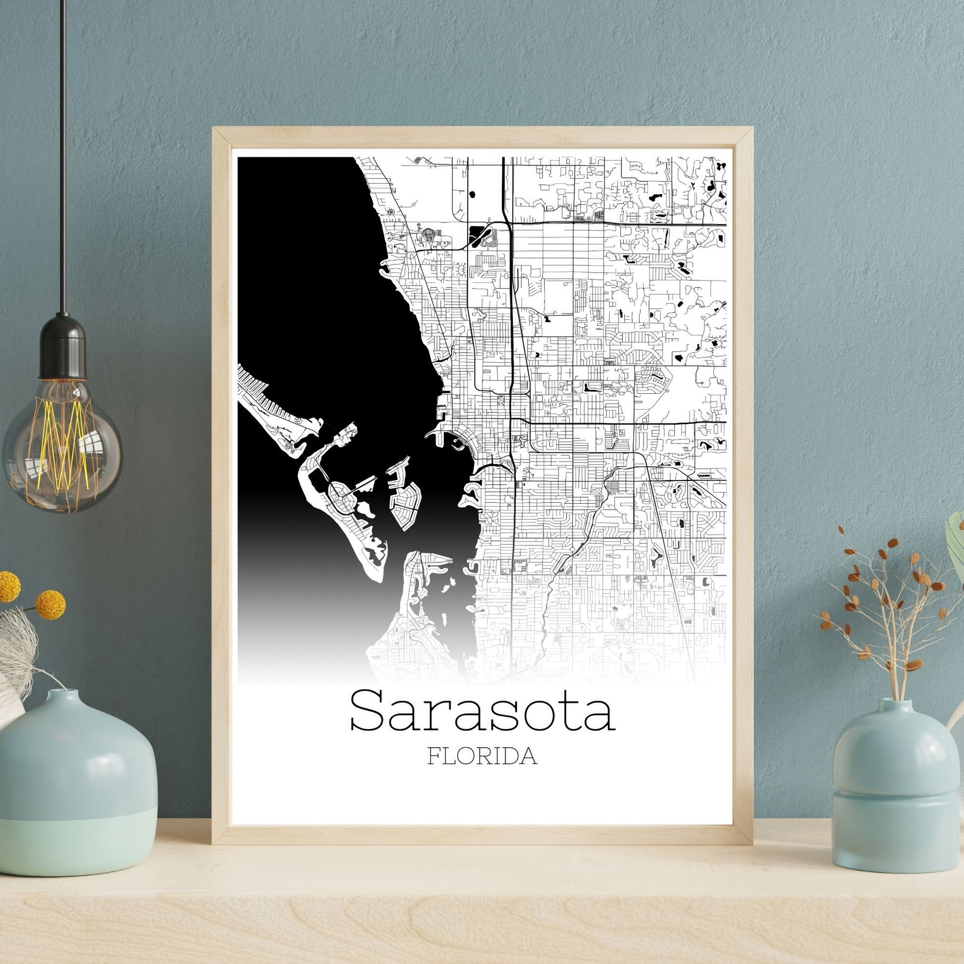 Sarasota Florida City Map Poster - GroovyGrove