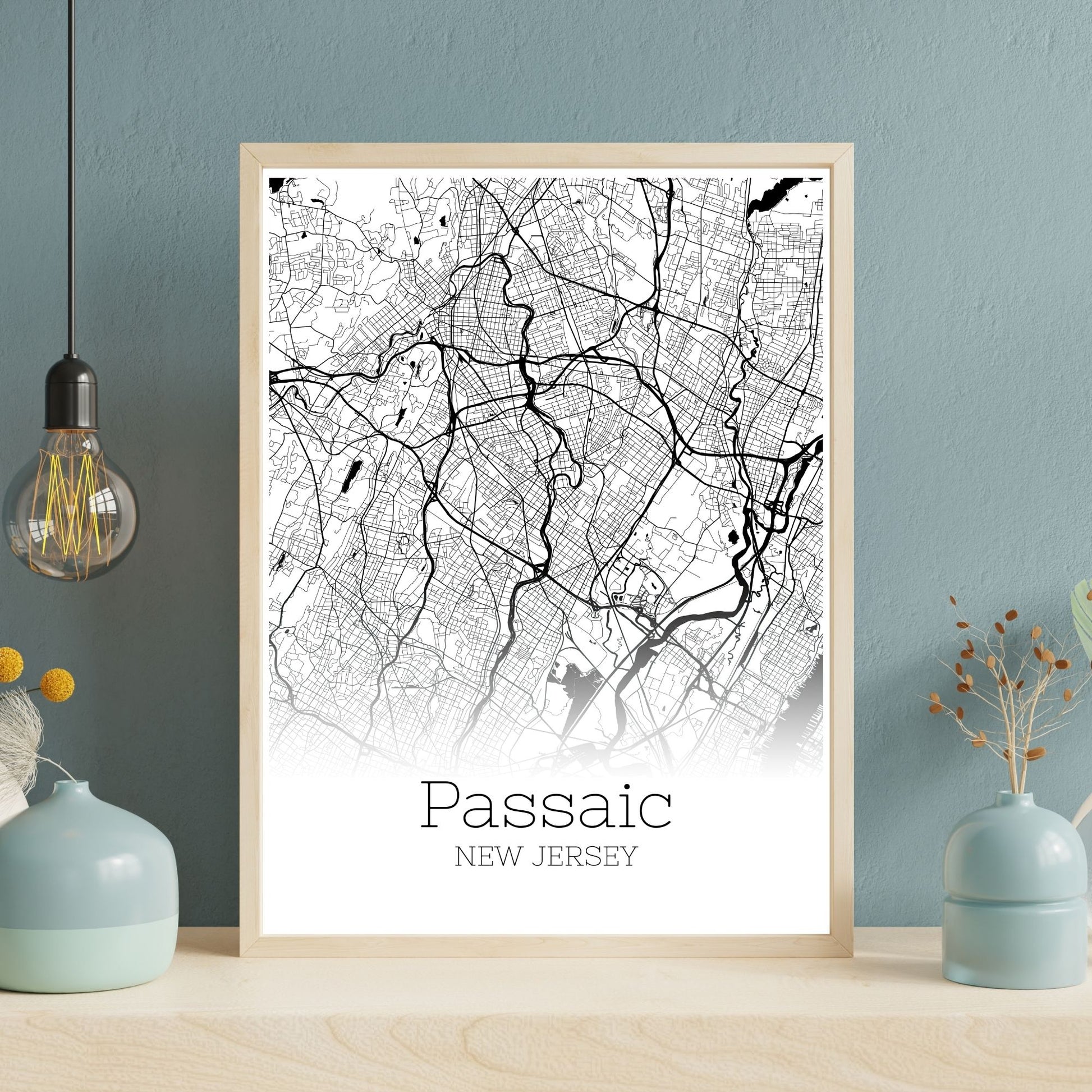 Passaic New Jersey City Map Poster - GroovyGrove