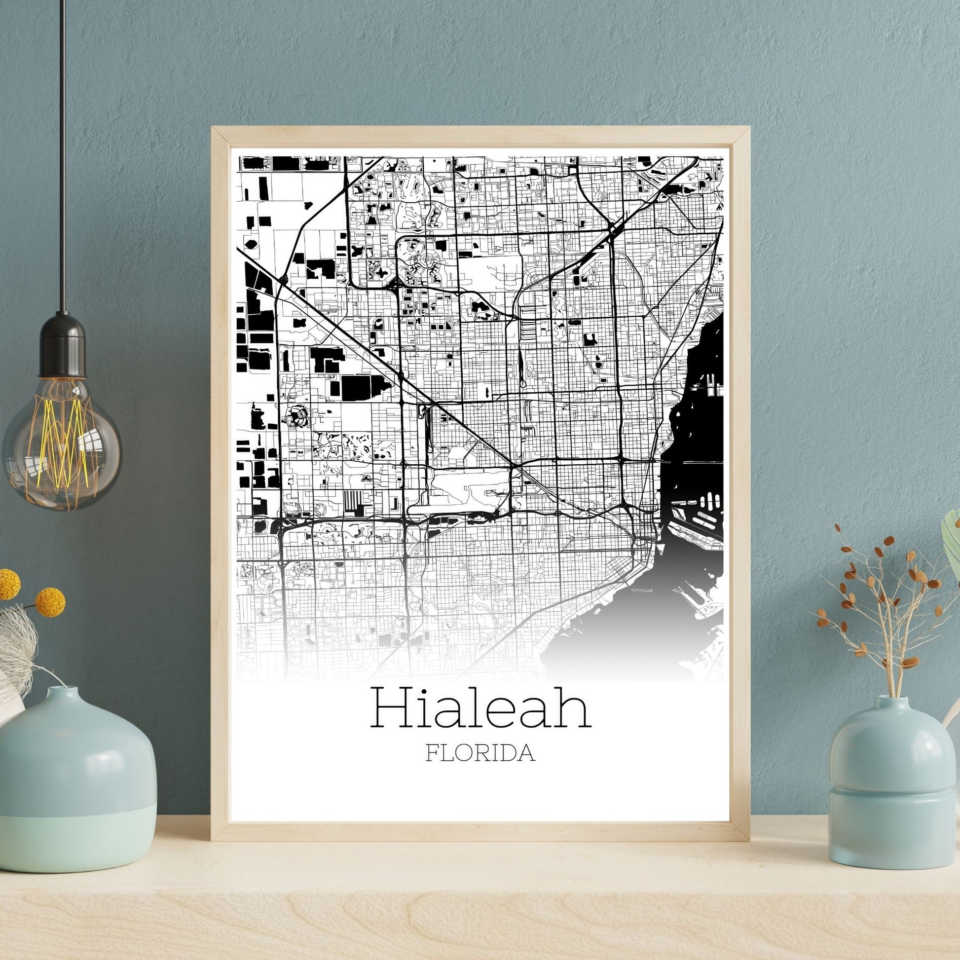 Hialeah Florida City Map Poster - GroovyGrove