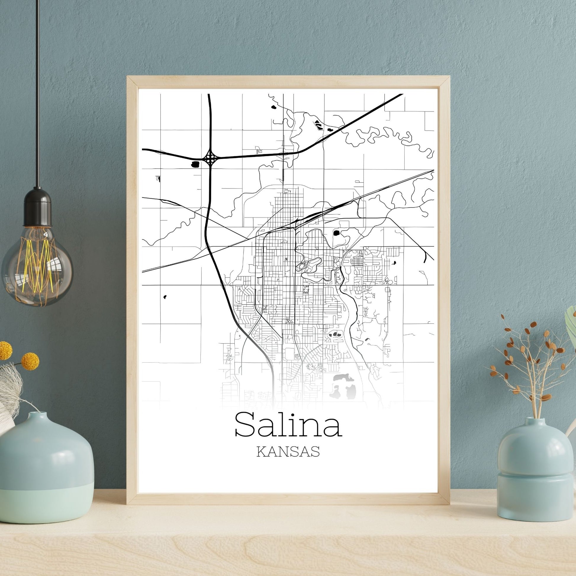 Salina Kansas City Map Poster - GroovyGrove