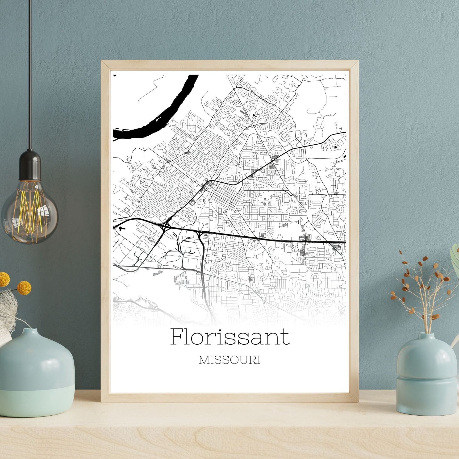 Florissant Missouri City Map Poster - GroovyGrove