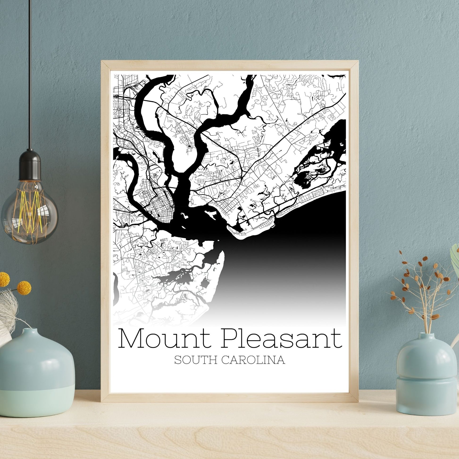 Mount Pleasant South Carolina City Map Poster - GroovyGrove