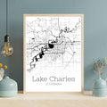 Lake Charles Louisiana City Map Poster - GroovyGrove