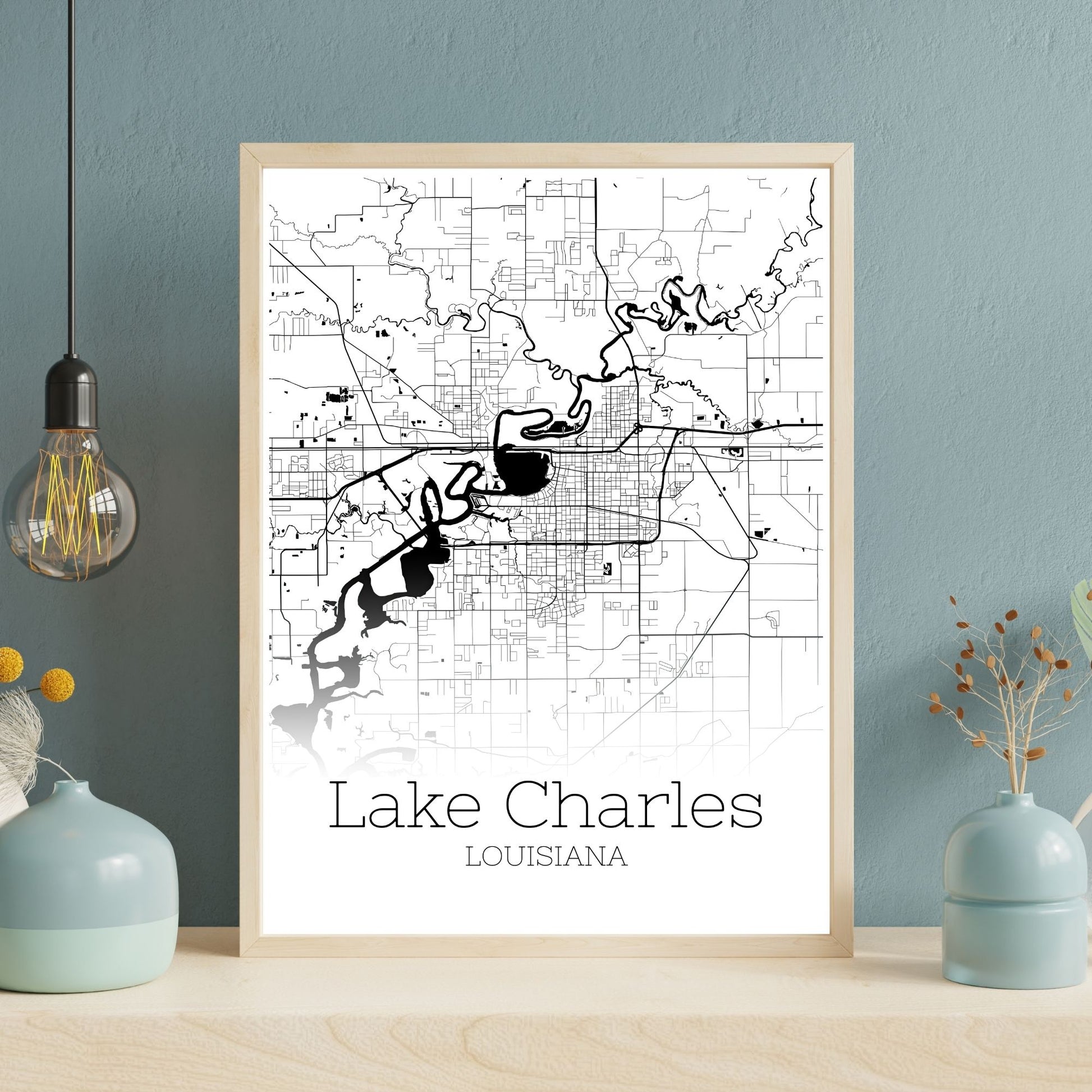 Lake Charles Louisiana City Map Poster - GroovyGrove