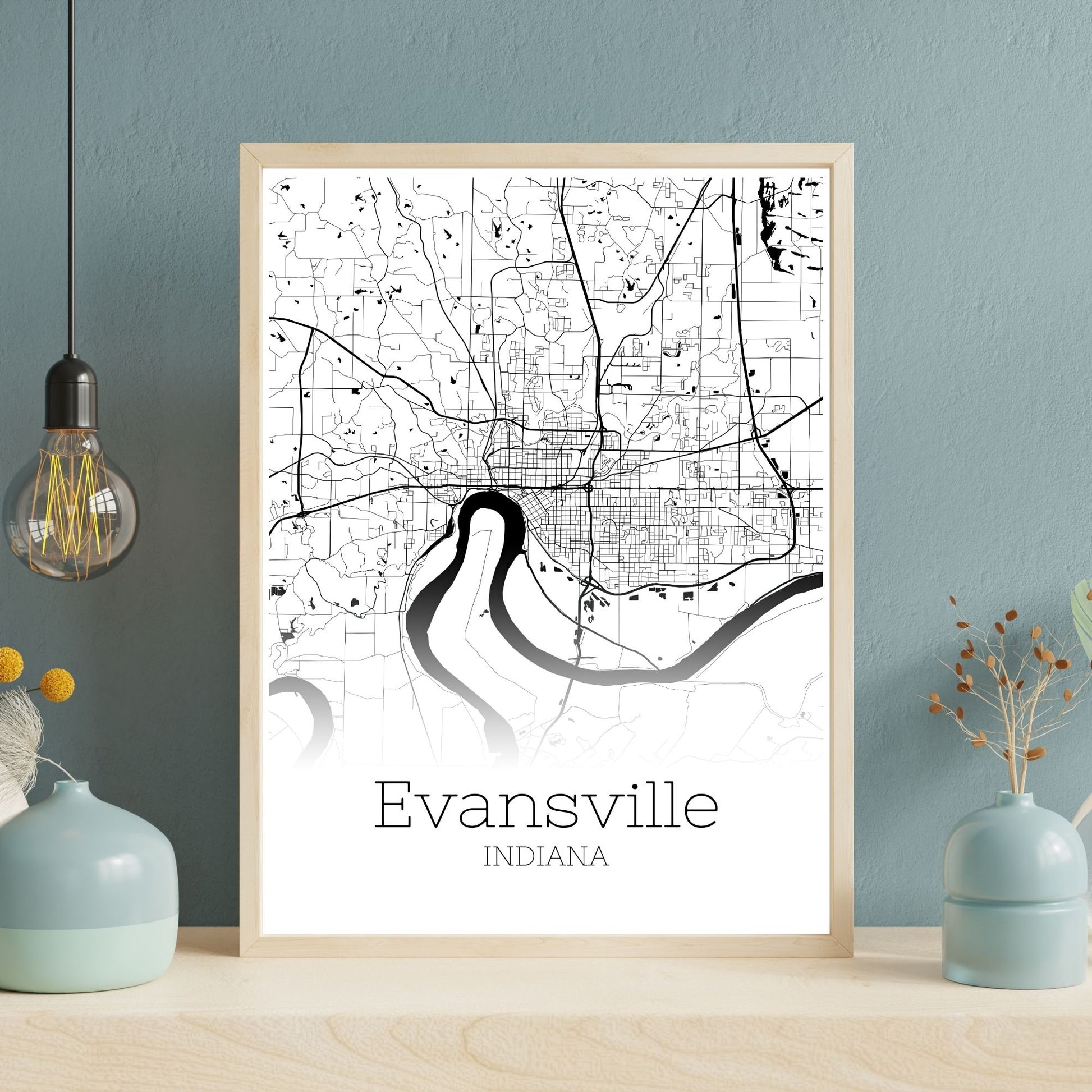 Evansville Indiana City Map Poster - GroovyGrove