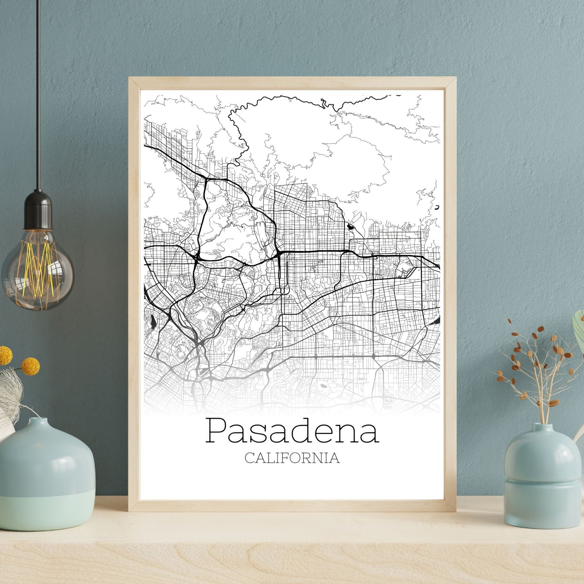 Pasadena California City Map Poster - GroovyGrove