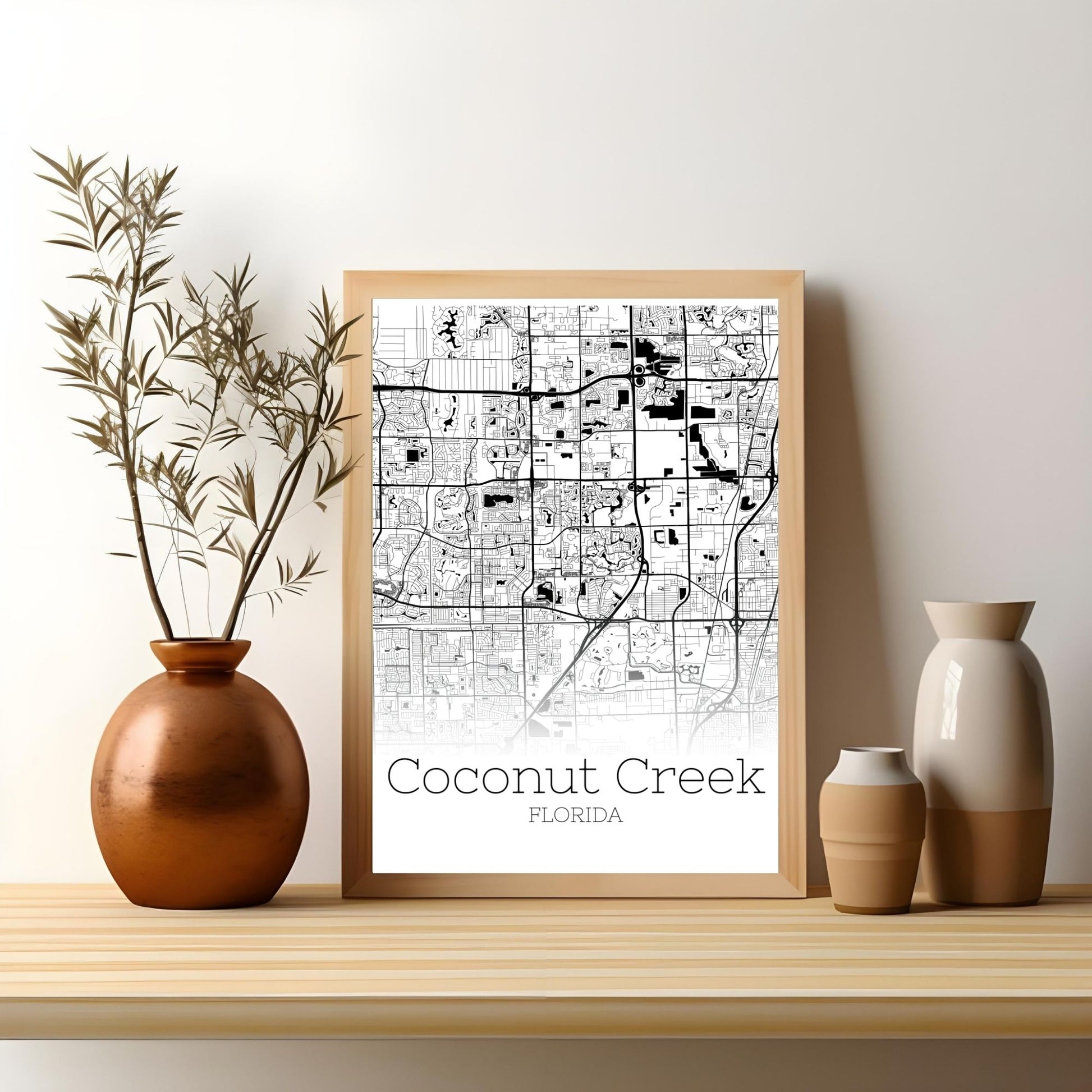 Coconut Creek Florida City Map Poster - GroovyGrove