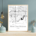 West Des Moines Iowa City Map Poster - GroovyGrove